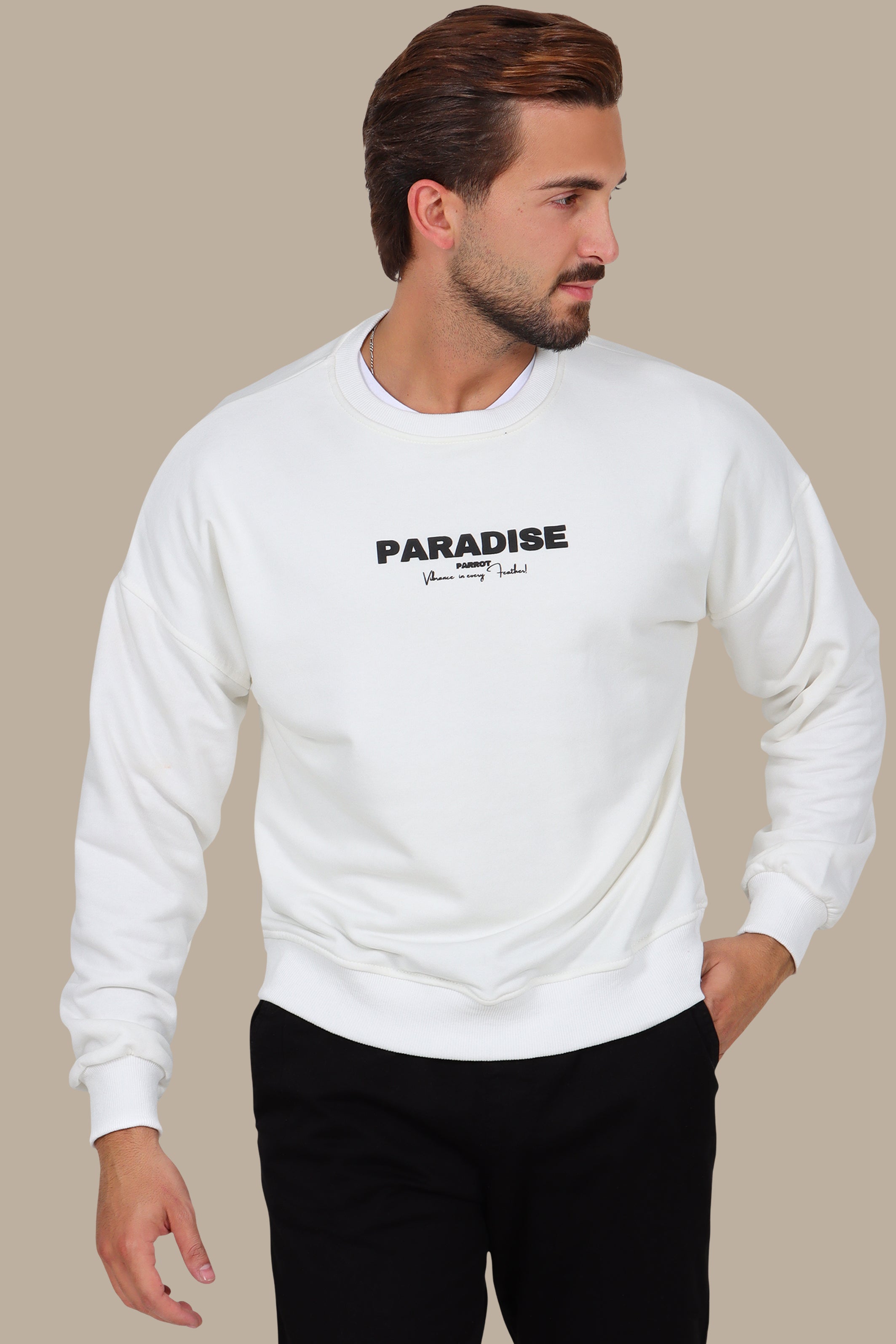 Paradise Printed Sweatshirt with Parrot Design