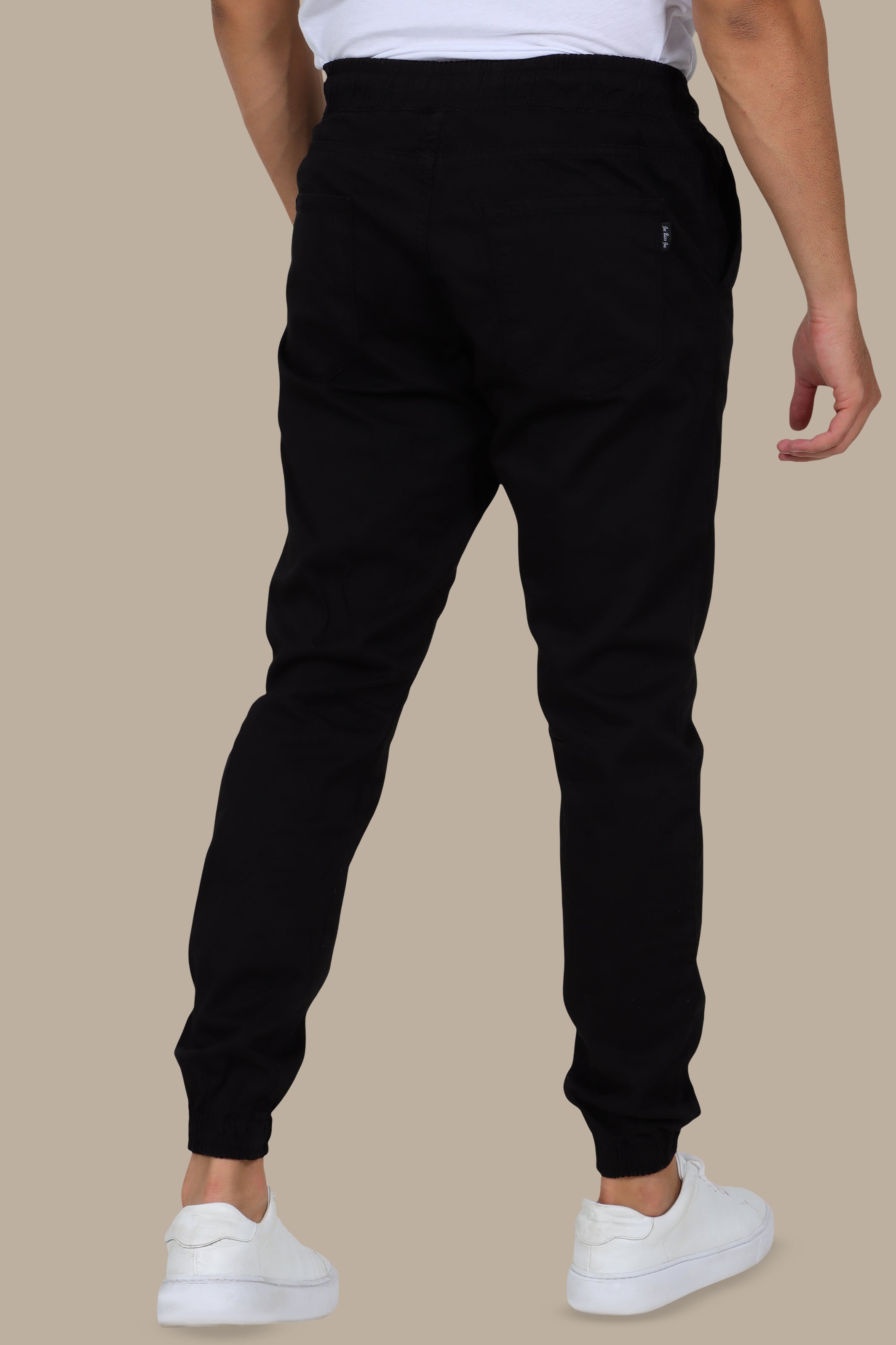 Basic Cargo Pant with Elastic Waist in Black
