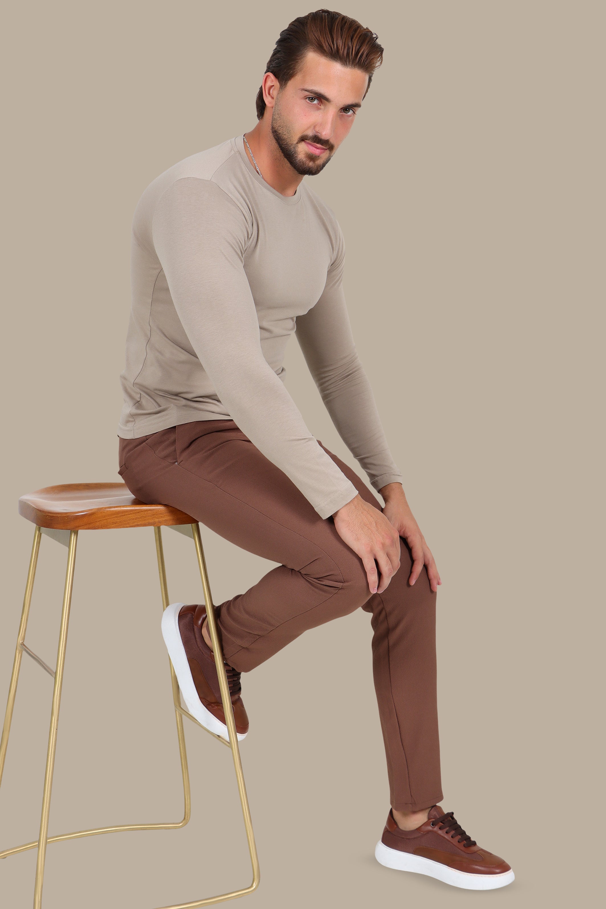 Mocha Basic Long Sleeve Top