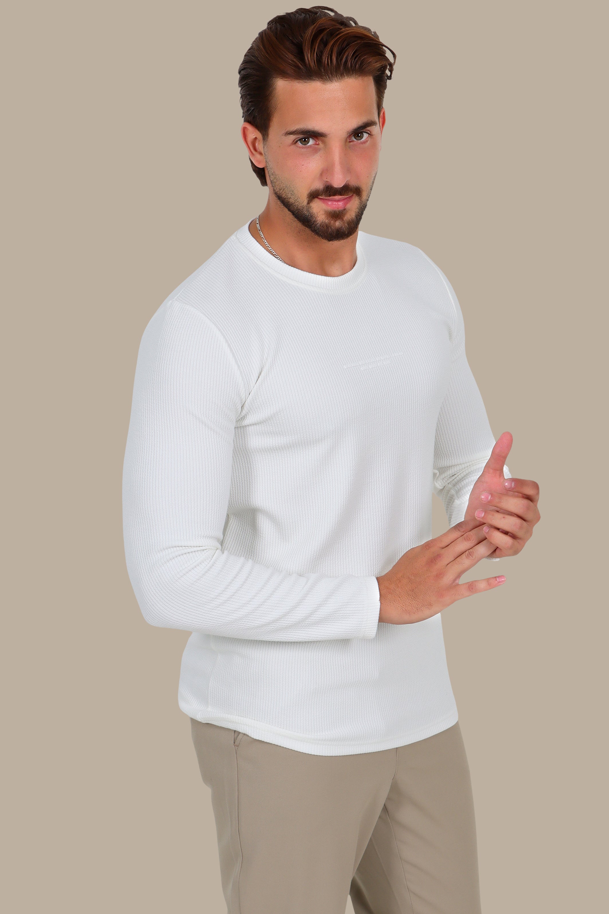 White “Who Checks” Ribbed Long Sleeve