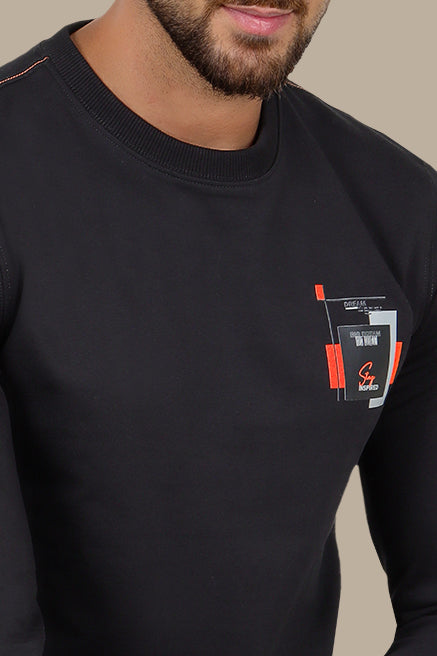 Dreamy Nights in Black: Printed Sweatshirt Chic