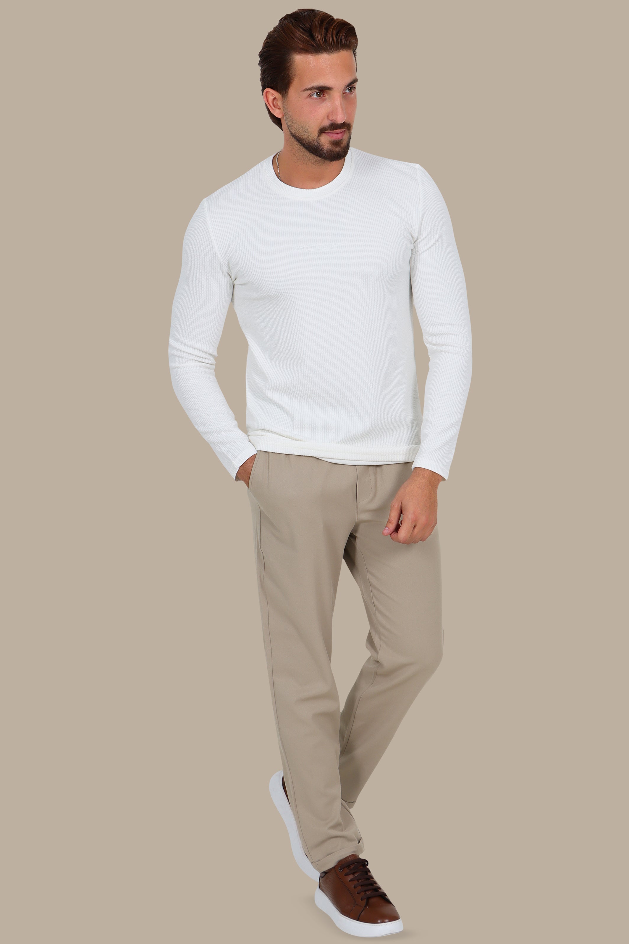 White “Who Checks” Ribbed Long Sleeve