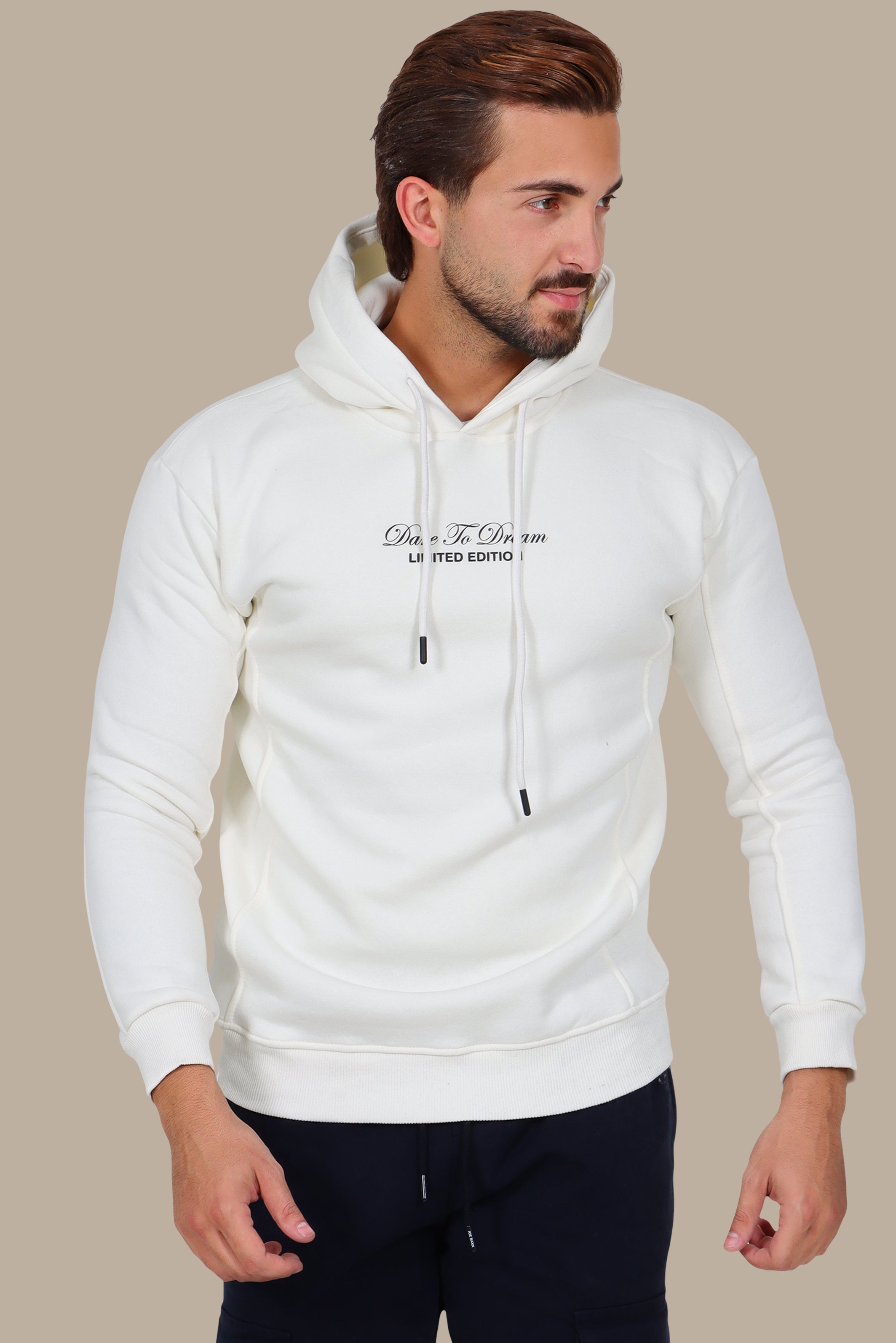 Dream Big: Oversized Printed Hoodie White