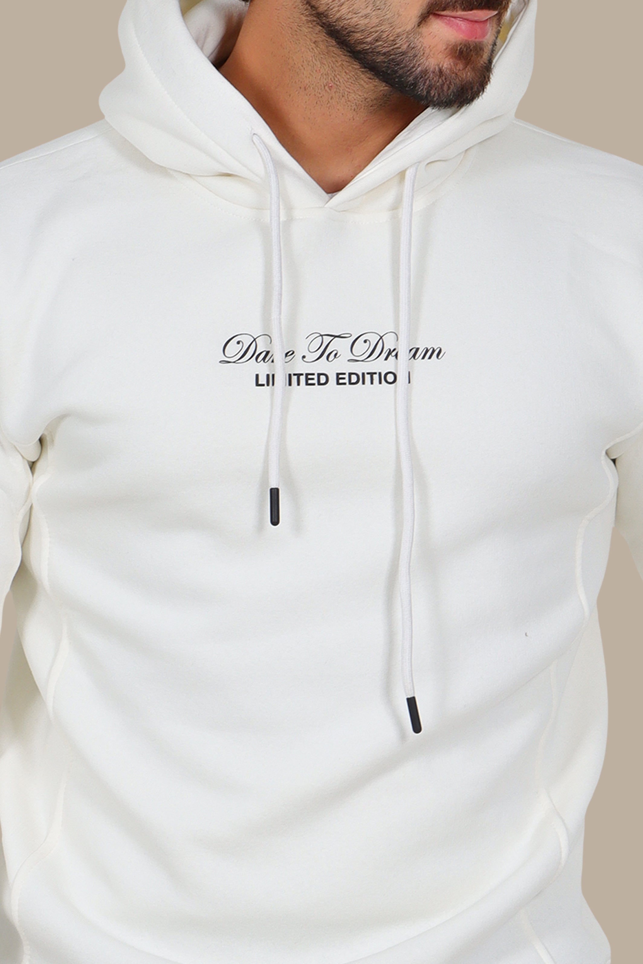 Dream Big: Oversized Printed Hoodie White