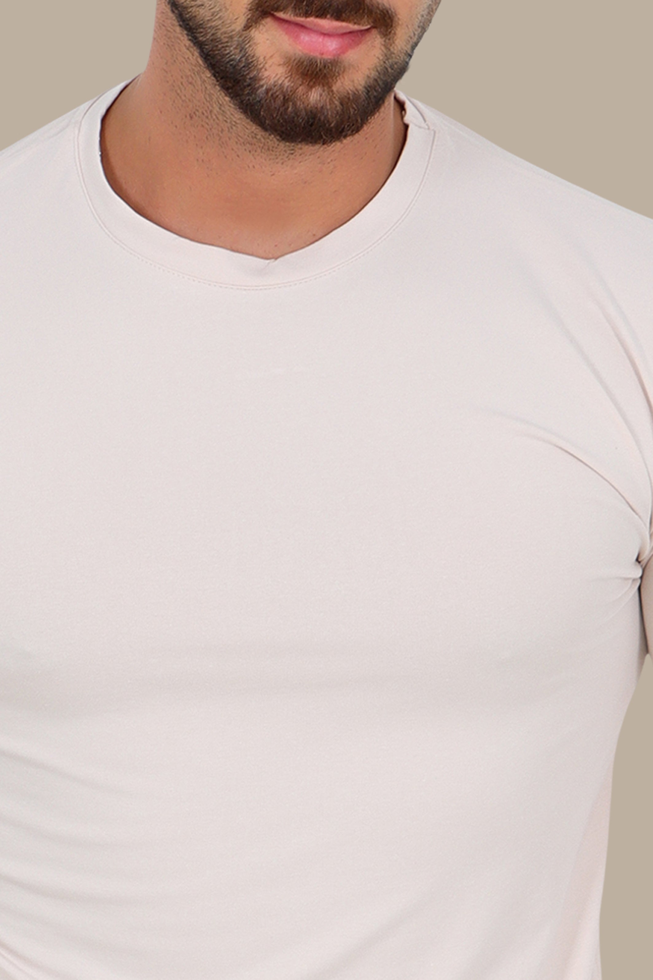 Light Beige Basic Long Sleeve Top