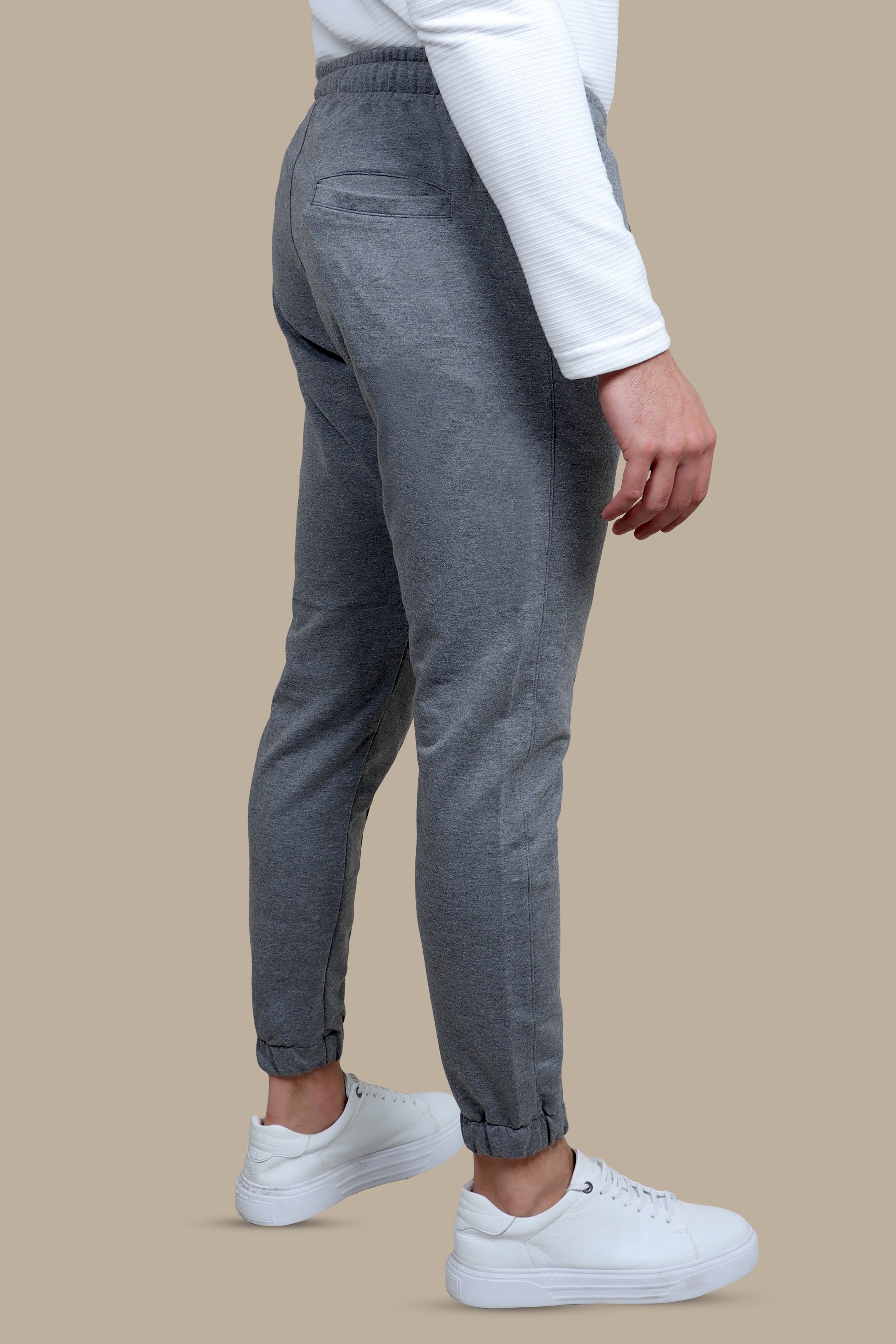 Dark Gray Leather Pocket: Jogging Chic"