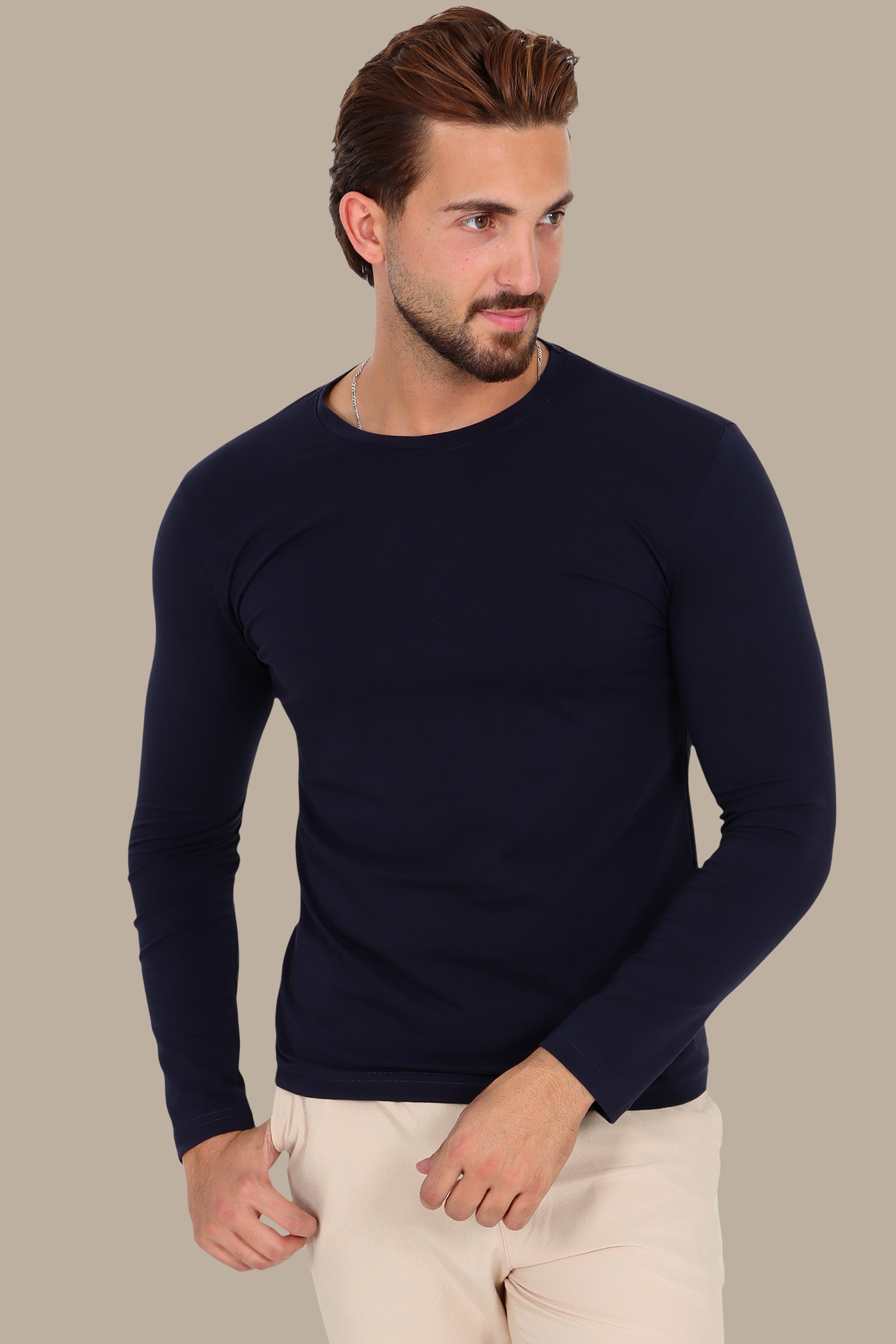 Navy Basic Long Sleeve Top