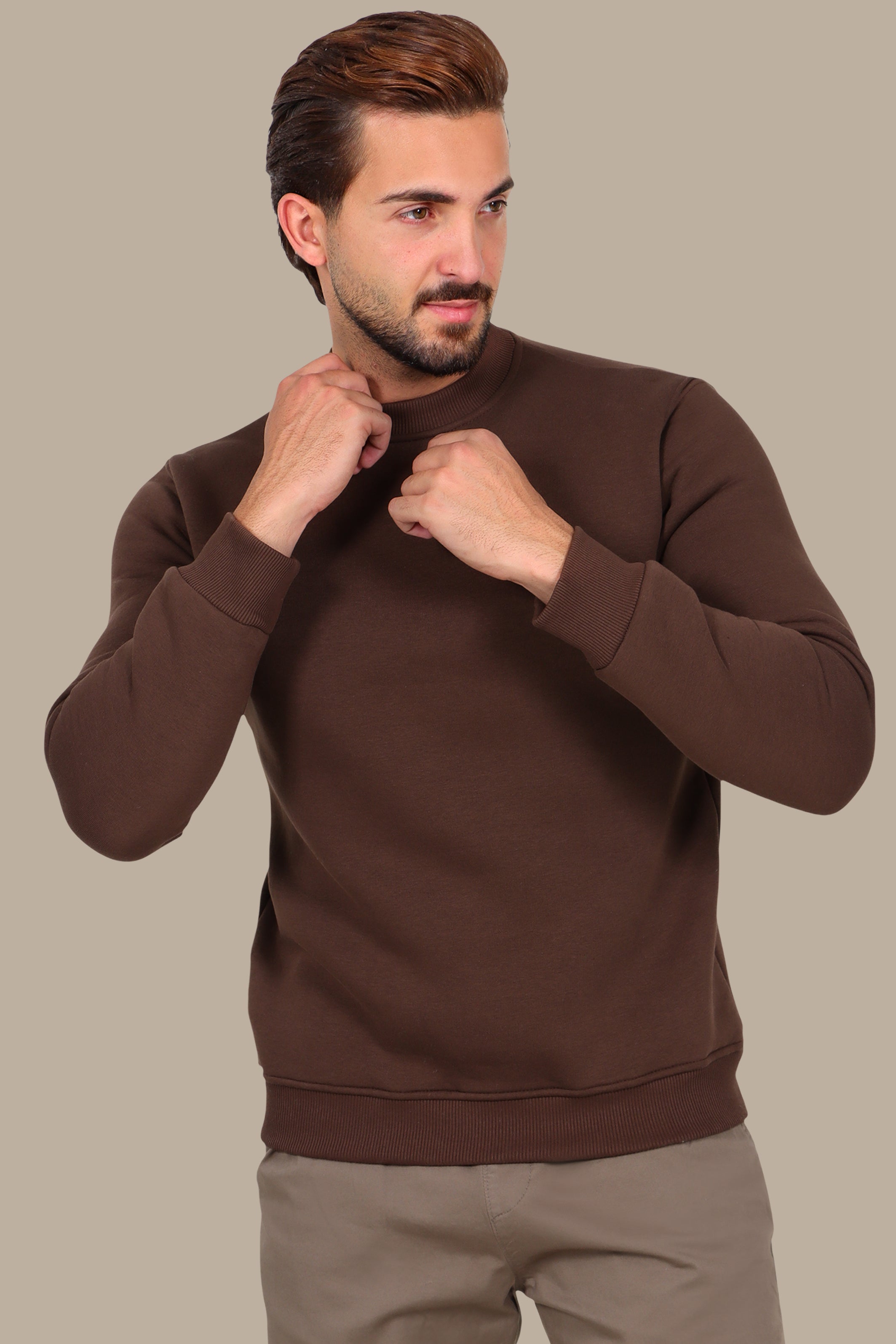 Brown Oversized Basic Sweatshirt