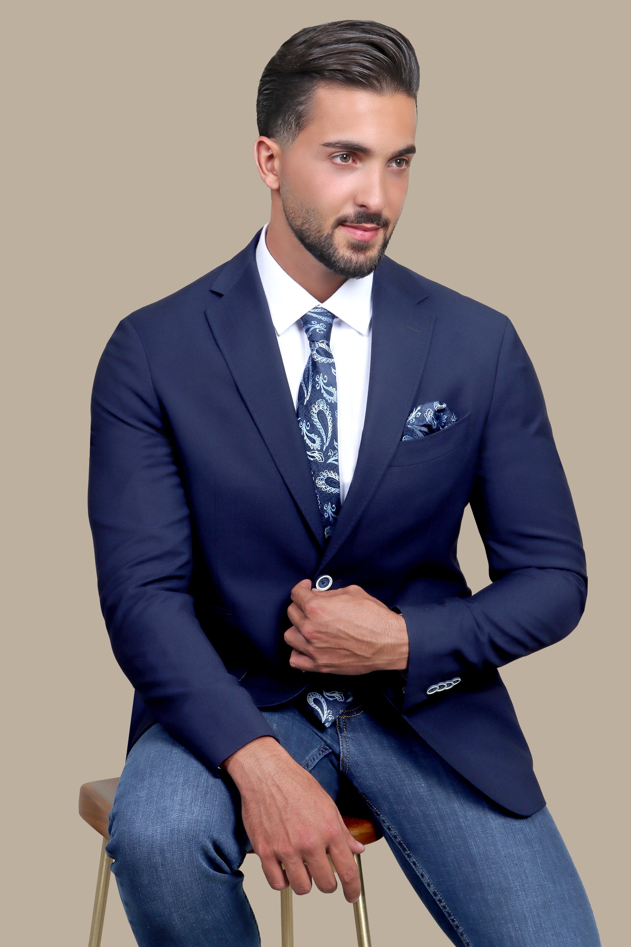 Blazer Slim Lycra Notch | Navy