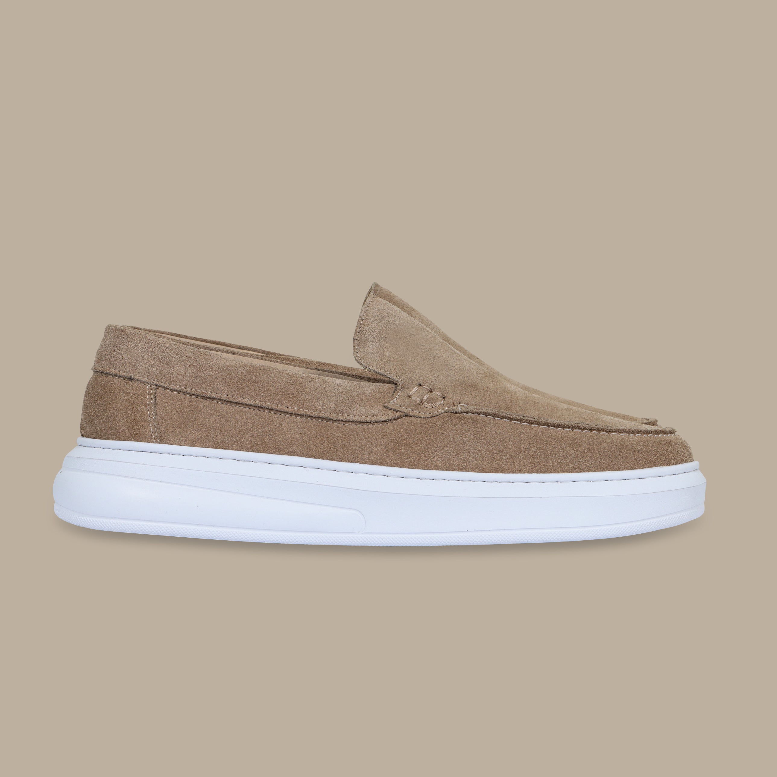 Beige Suede Casual Loafers