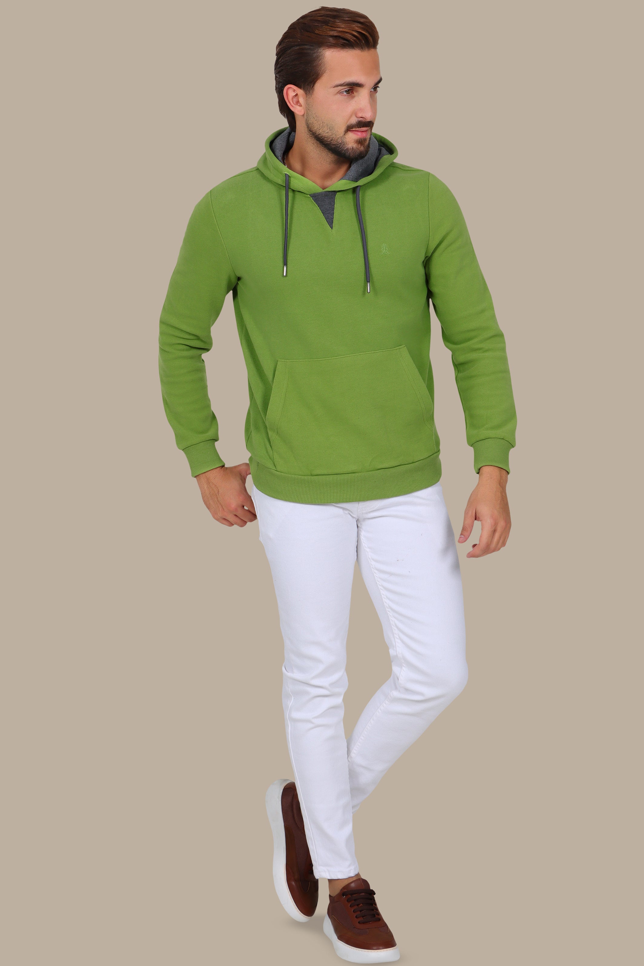 Luxe Comfort: Velvet Hoodie Pistachio
