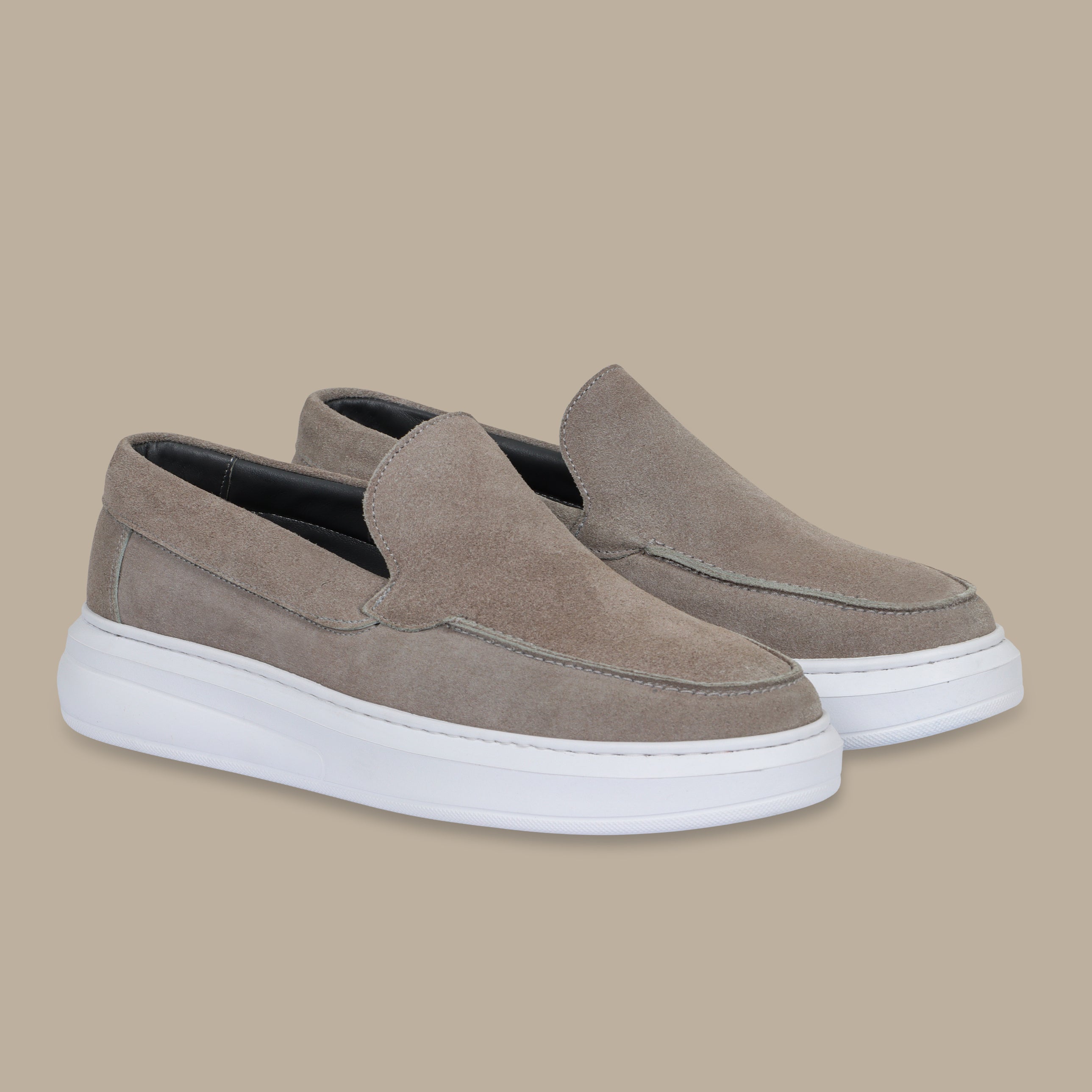 Light Grey Suede Casual Loafers