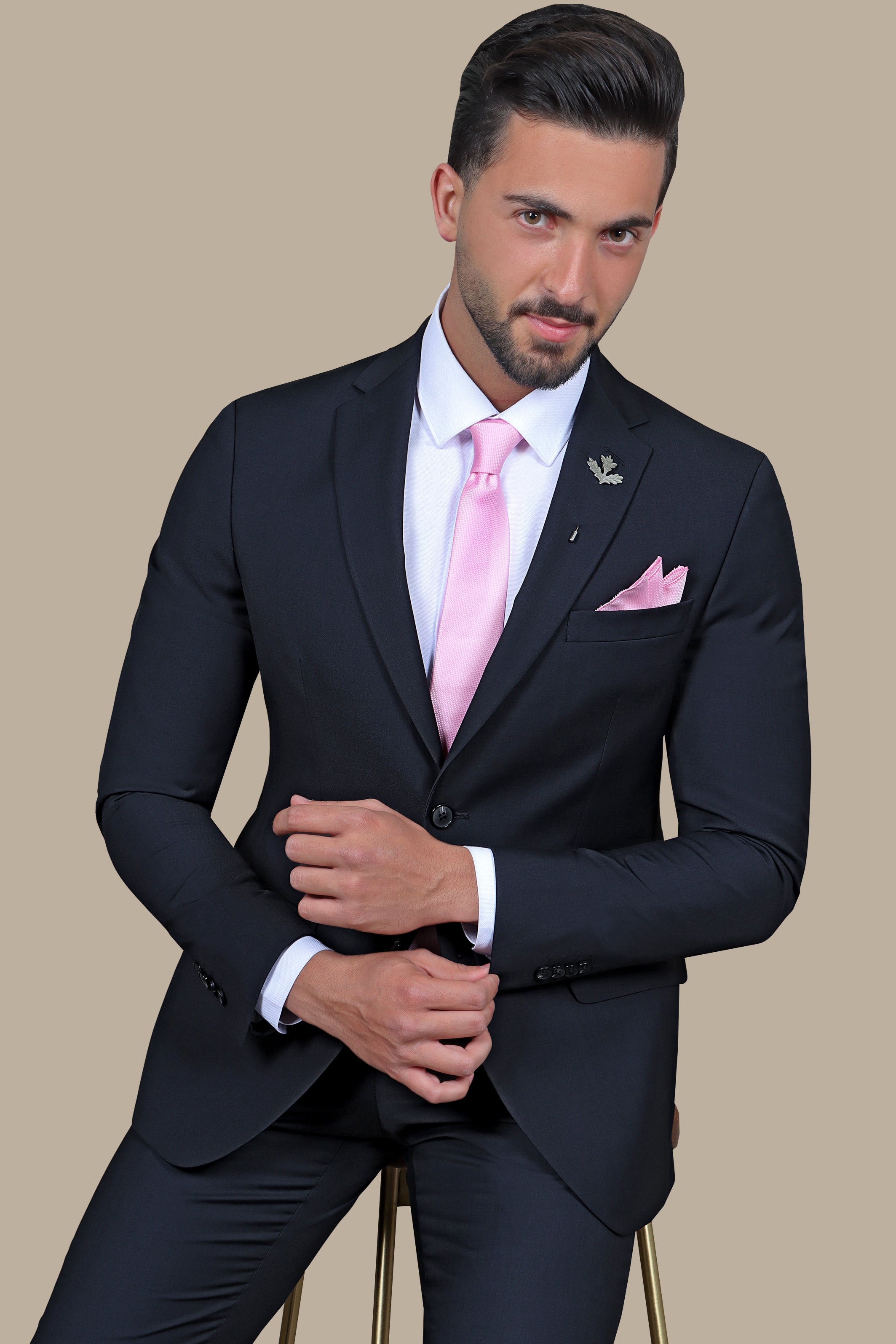 Graduation Elegance: Dark Grey Suit with Plain Notch Lapel