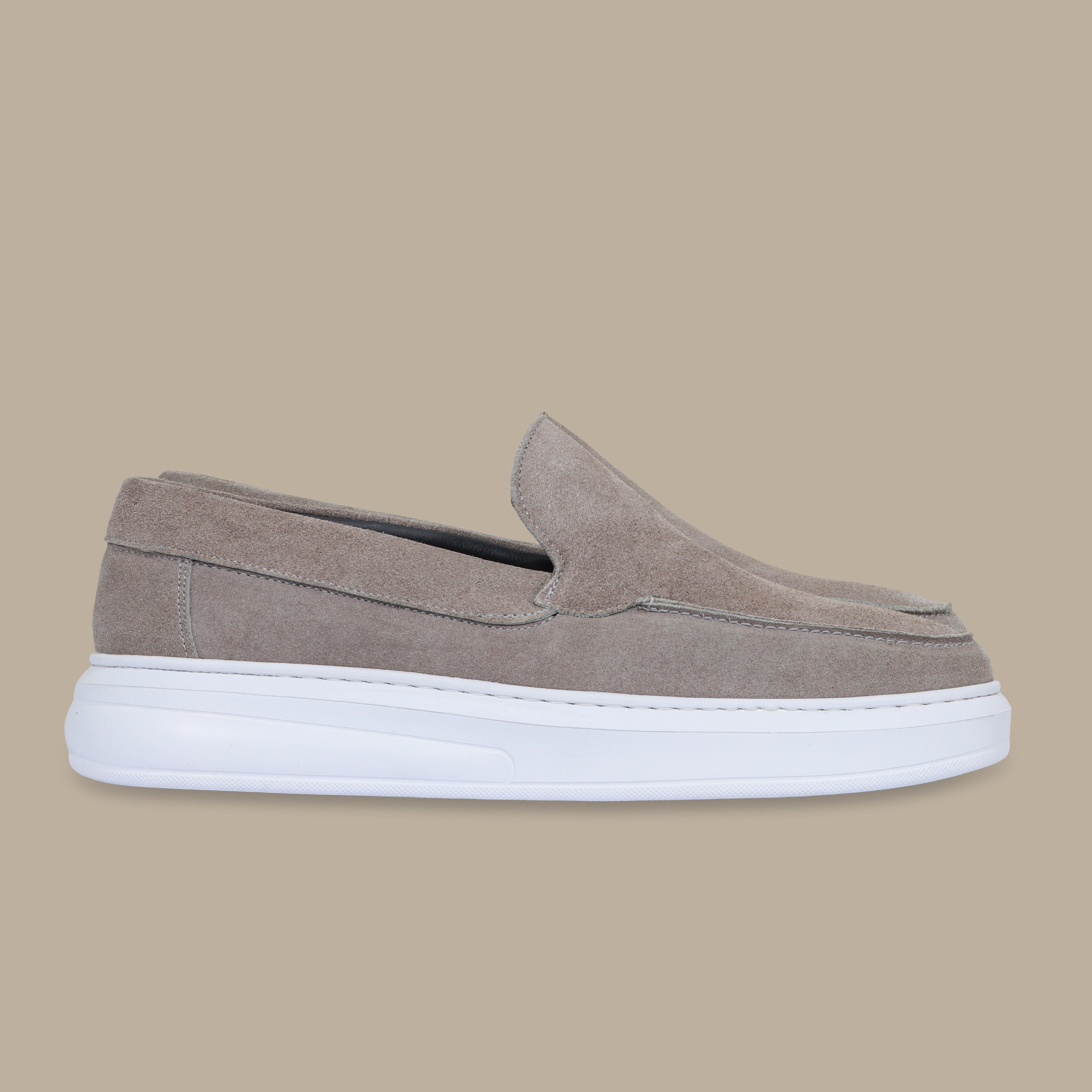 Light Grey Suede Casual Loafers