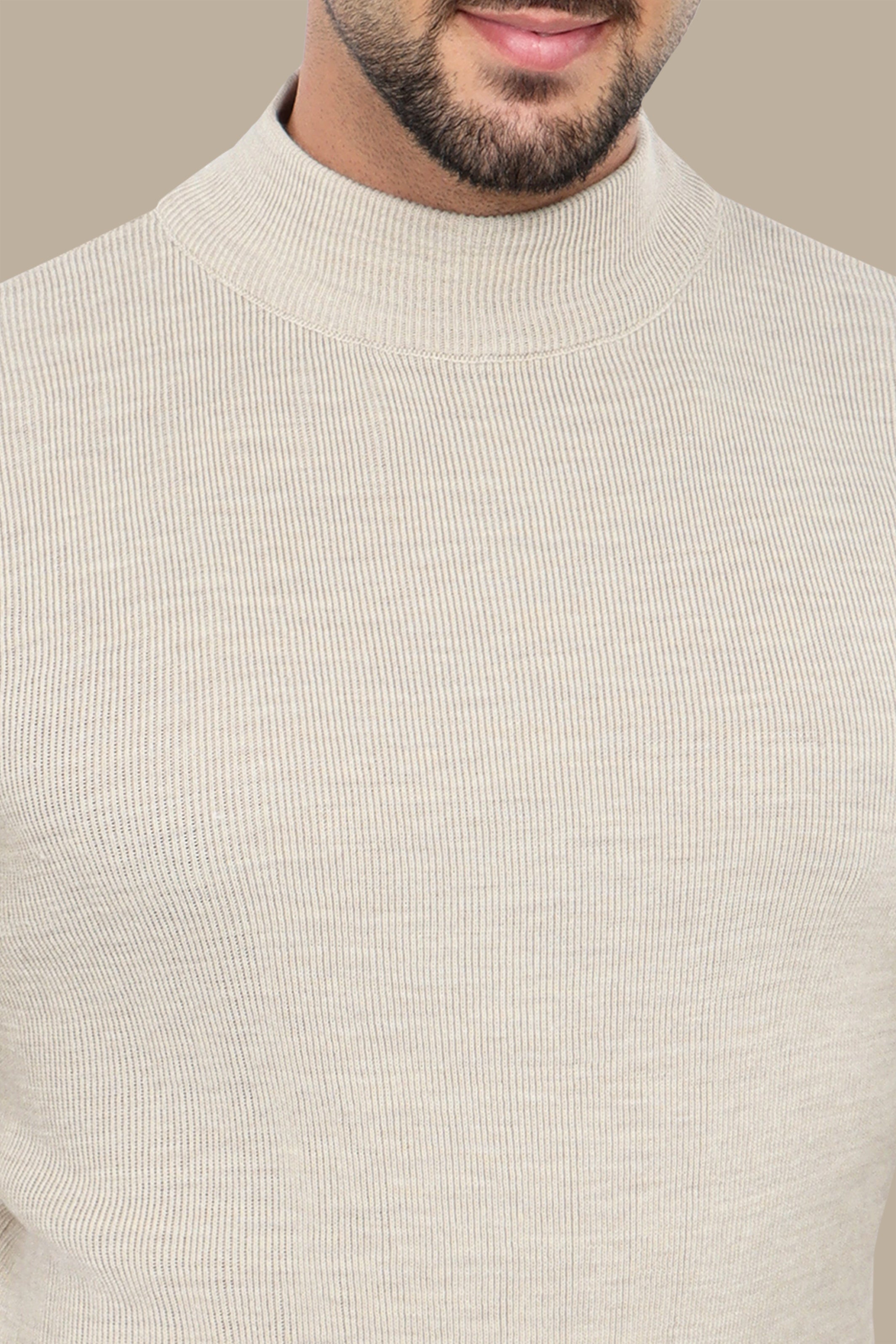 Refined High Neck Sweater in Luxe Beige