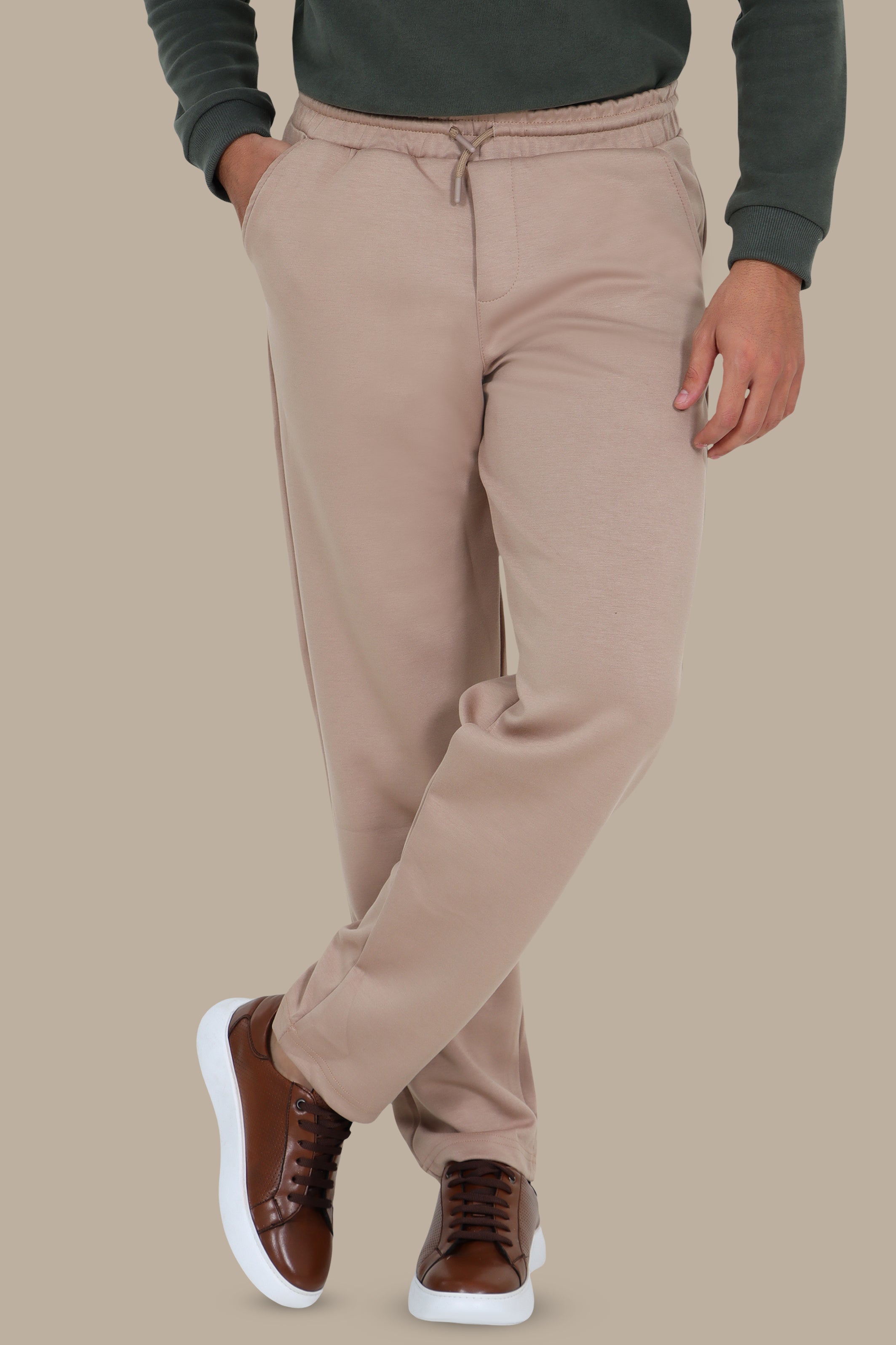 Beige Casual Trousers – Regular Fit