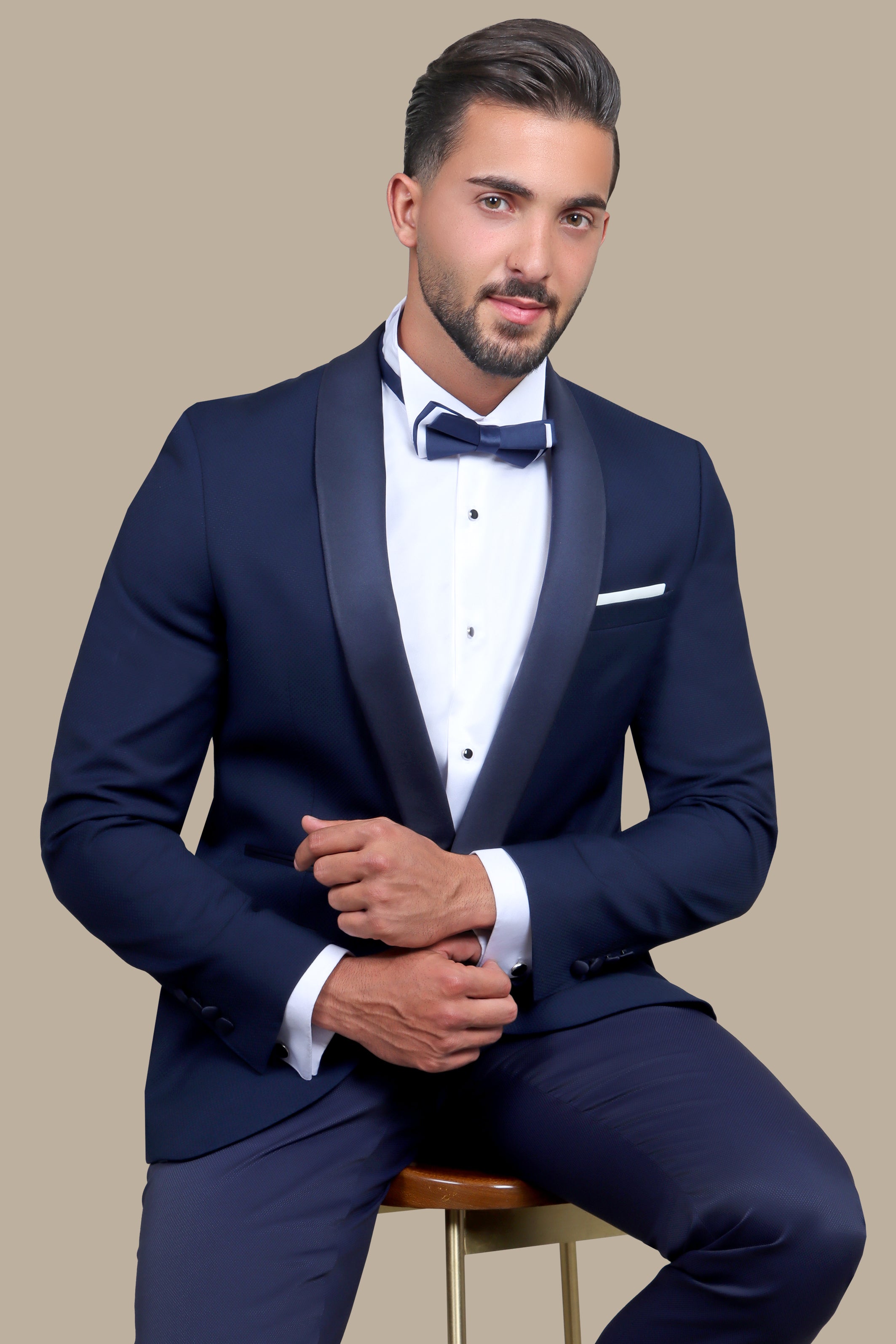 Navy Structured Shawl Collar Tuxedo