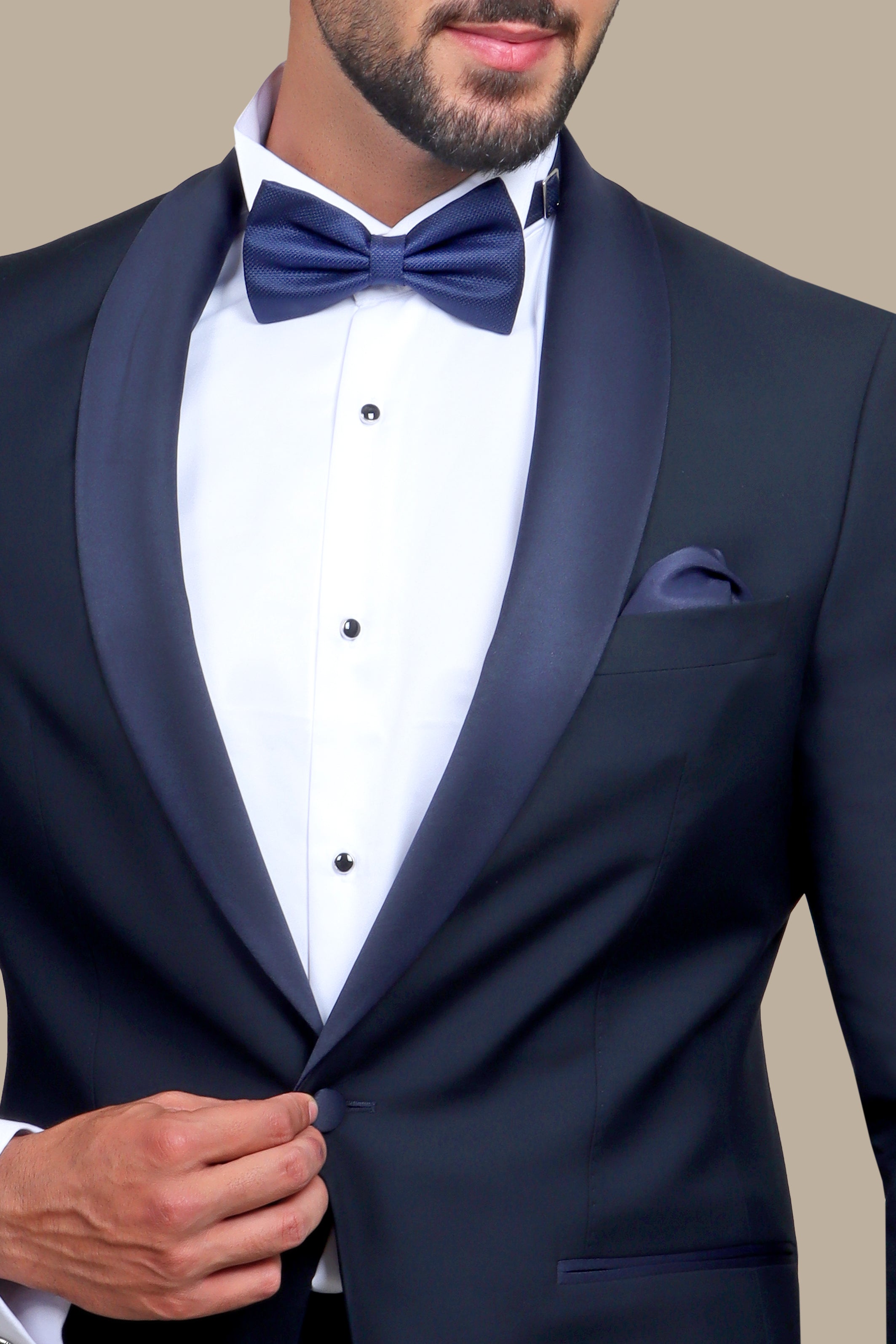 Midnight Elegance: The Navy Tuxedo with Shawl Lapel