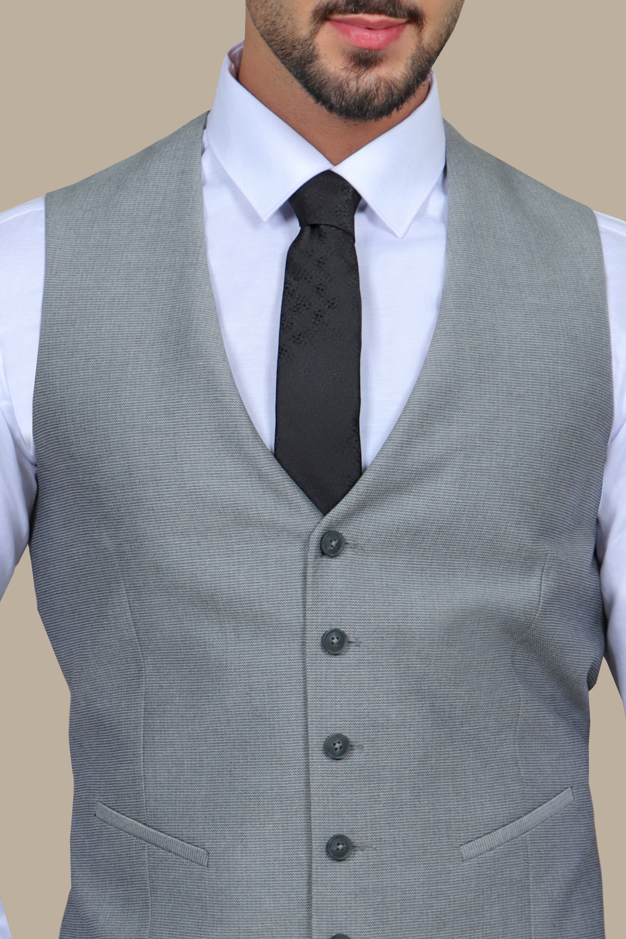 Structured Grey V-Neck Vest: Timeless Elegance