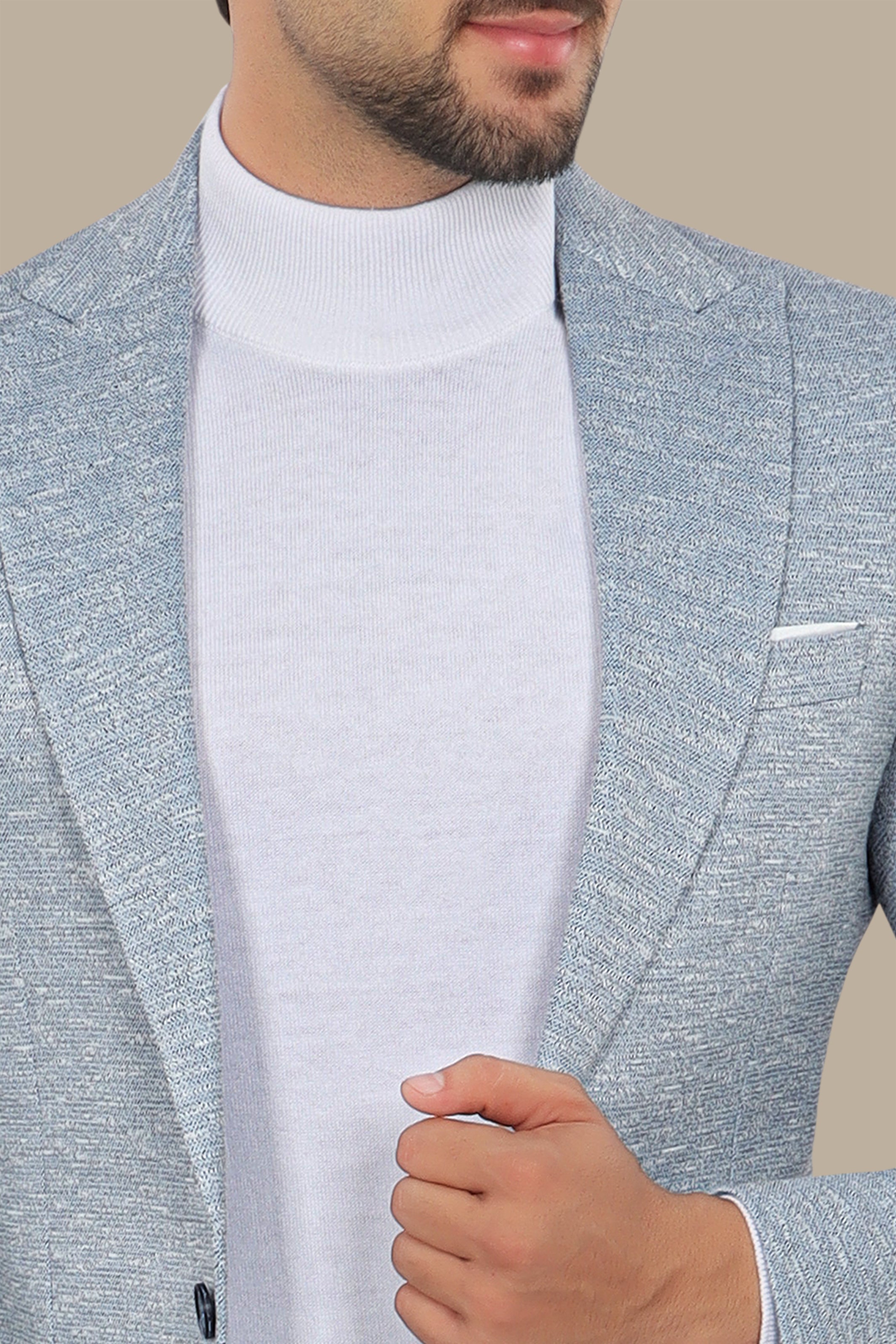 Skyline Blue: Stretch Peak Blazer with Patch Pockets