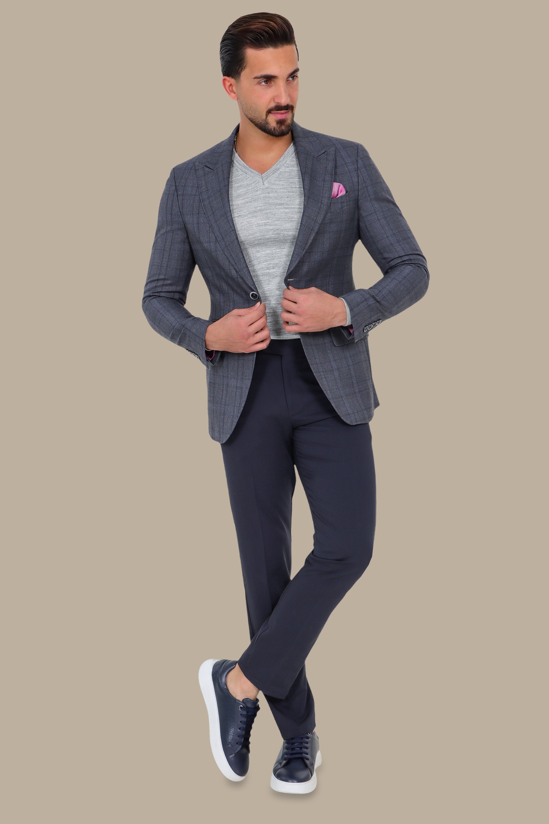 Blazer Checked Peak | Dark Gray