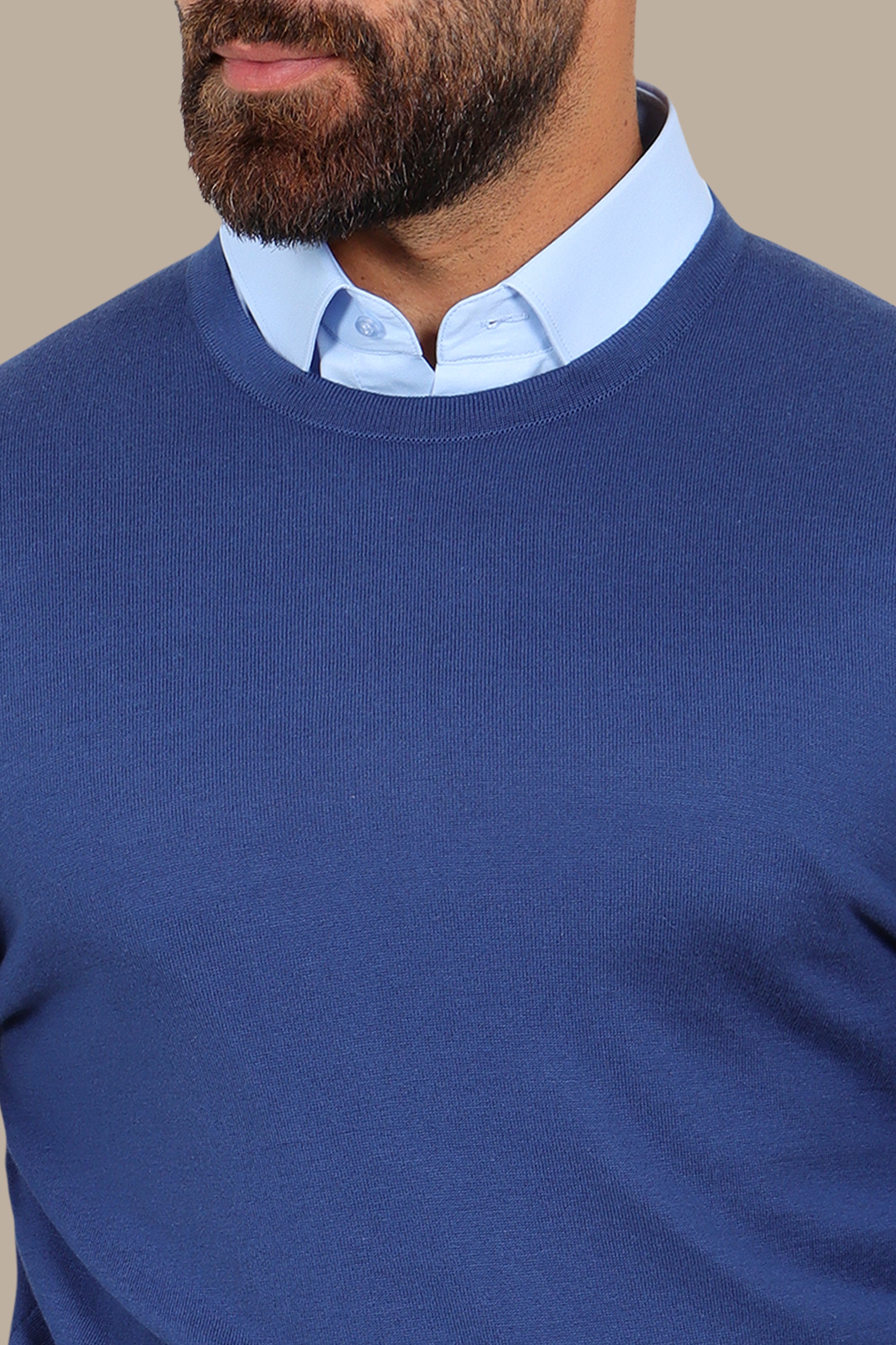Blue  R-Neck Basic Sweater