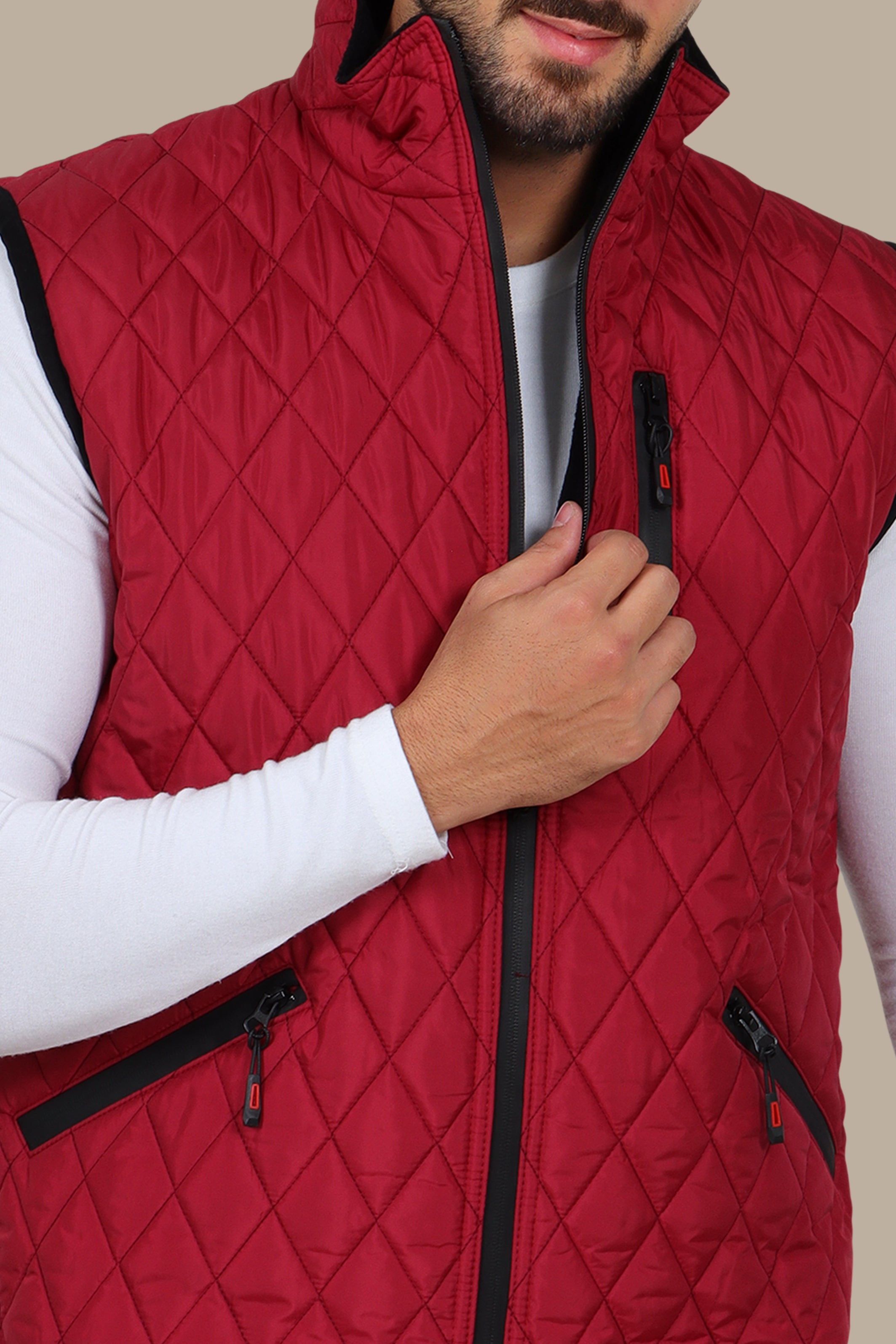 Red Quilted Classic Puffer Vest