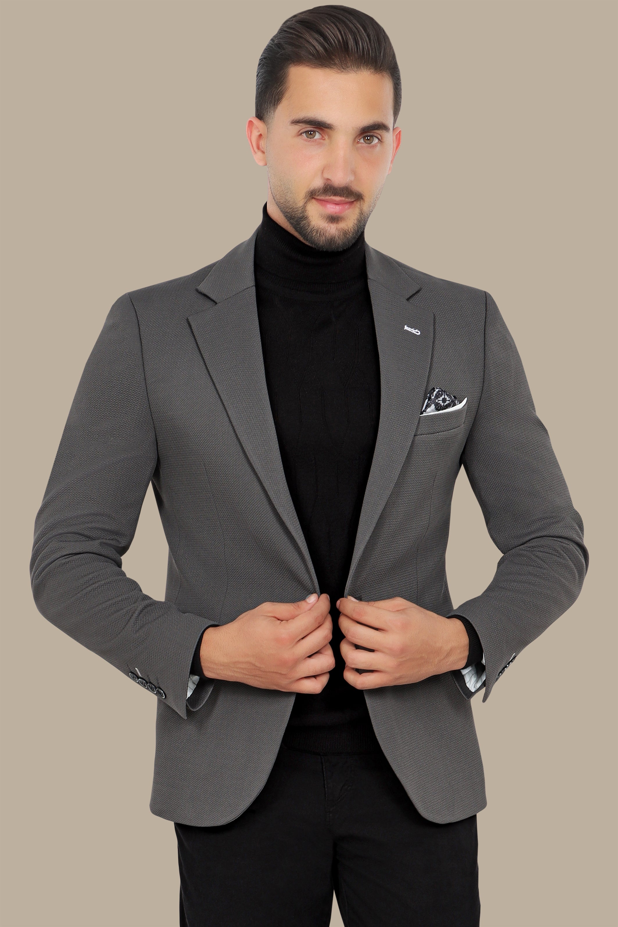 Khaki Classic: Structured Notch Lapel Blazer