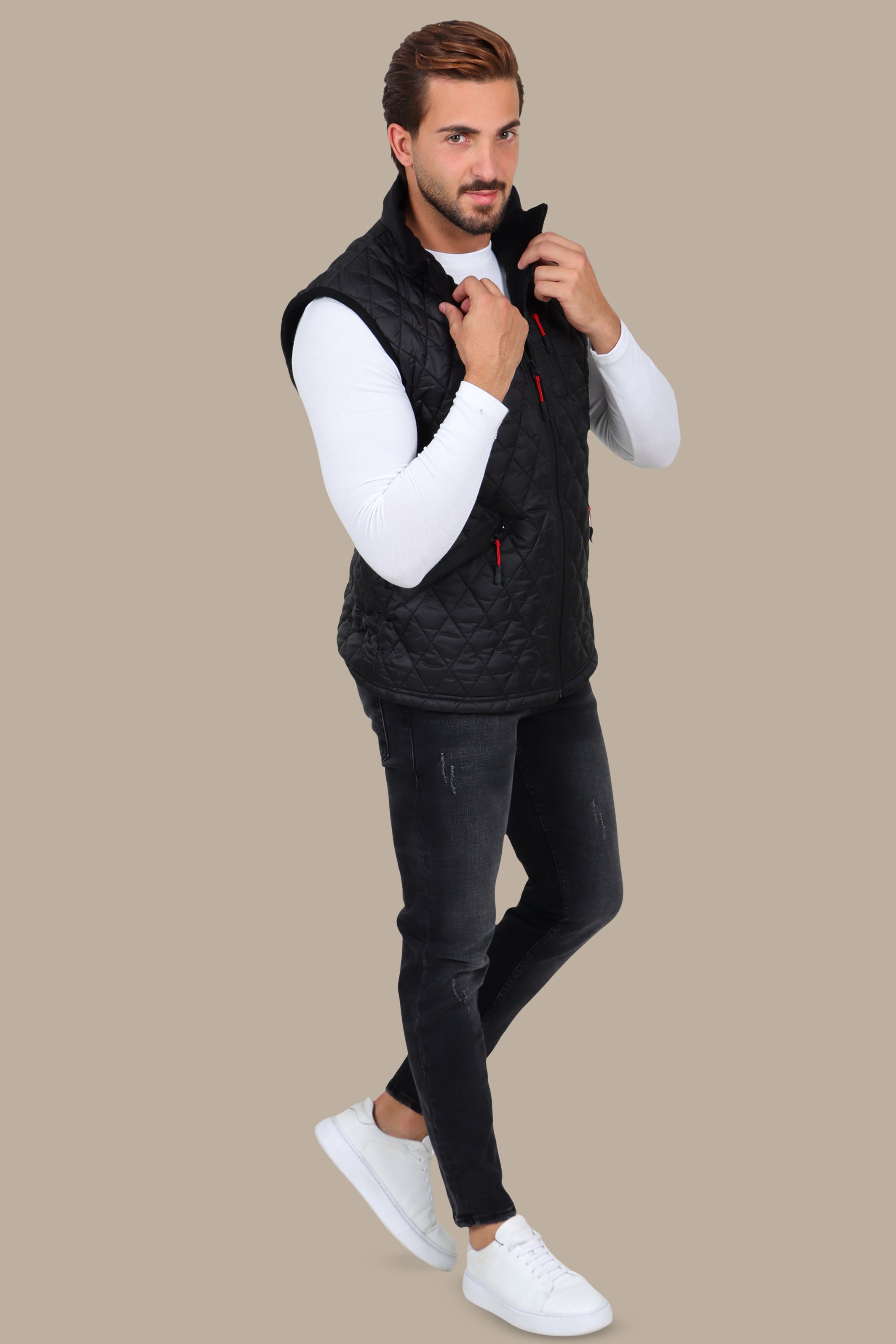 Black Quilted Classic Puffer Vest