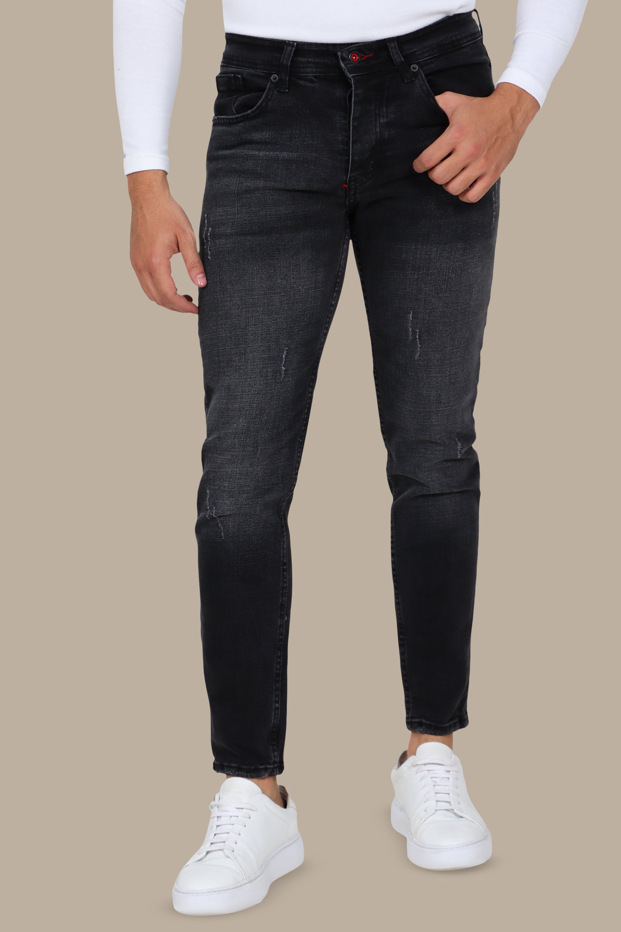 Black Tie-Dye Slim-Fit Jeans