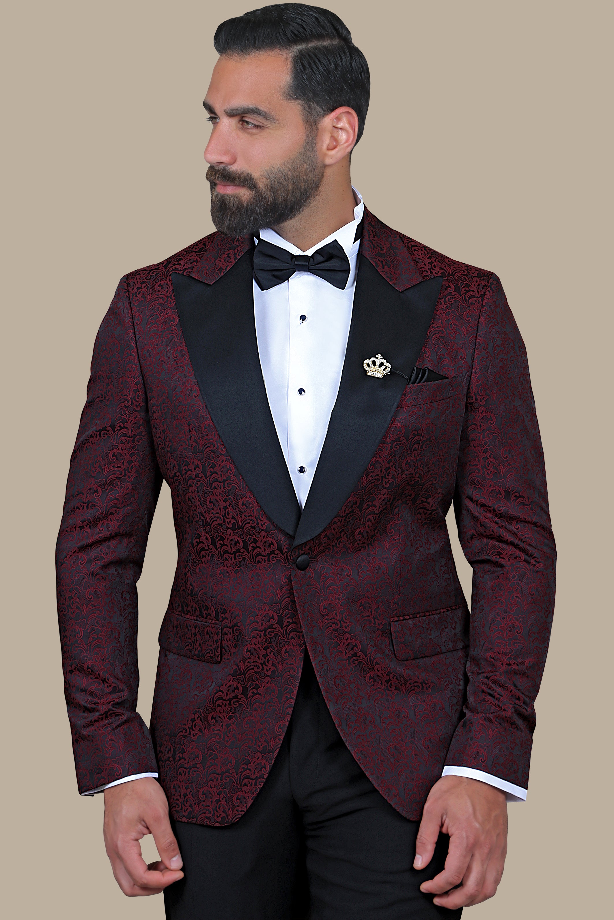 Burgundy Leaf Tuxedo FV: Elegant & Stylish