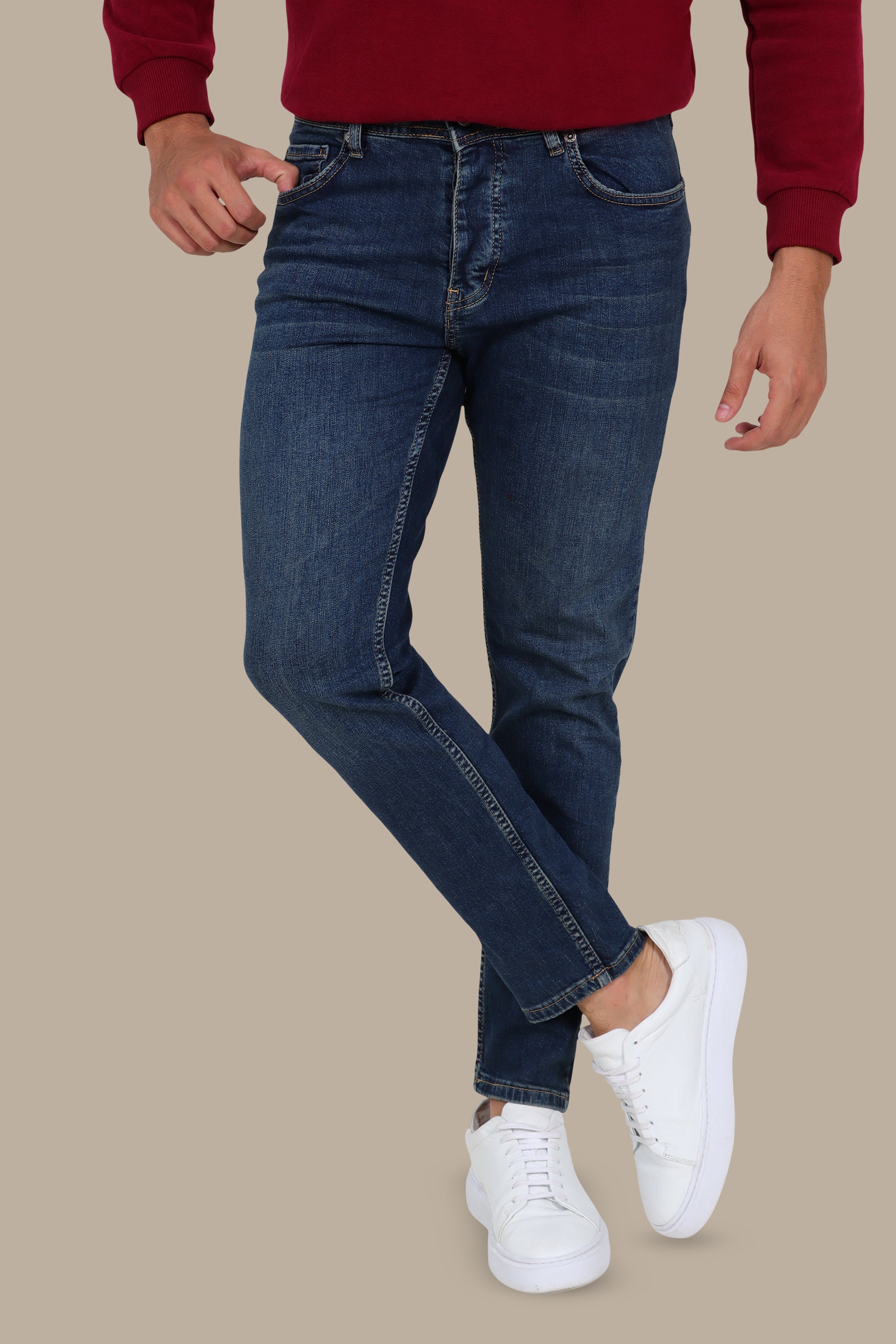 Dark Navy Tie-Dye Jeans – Semi-Regular Fit