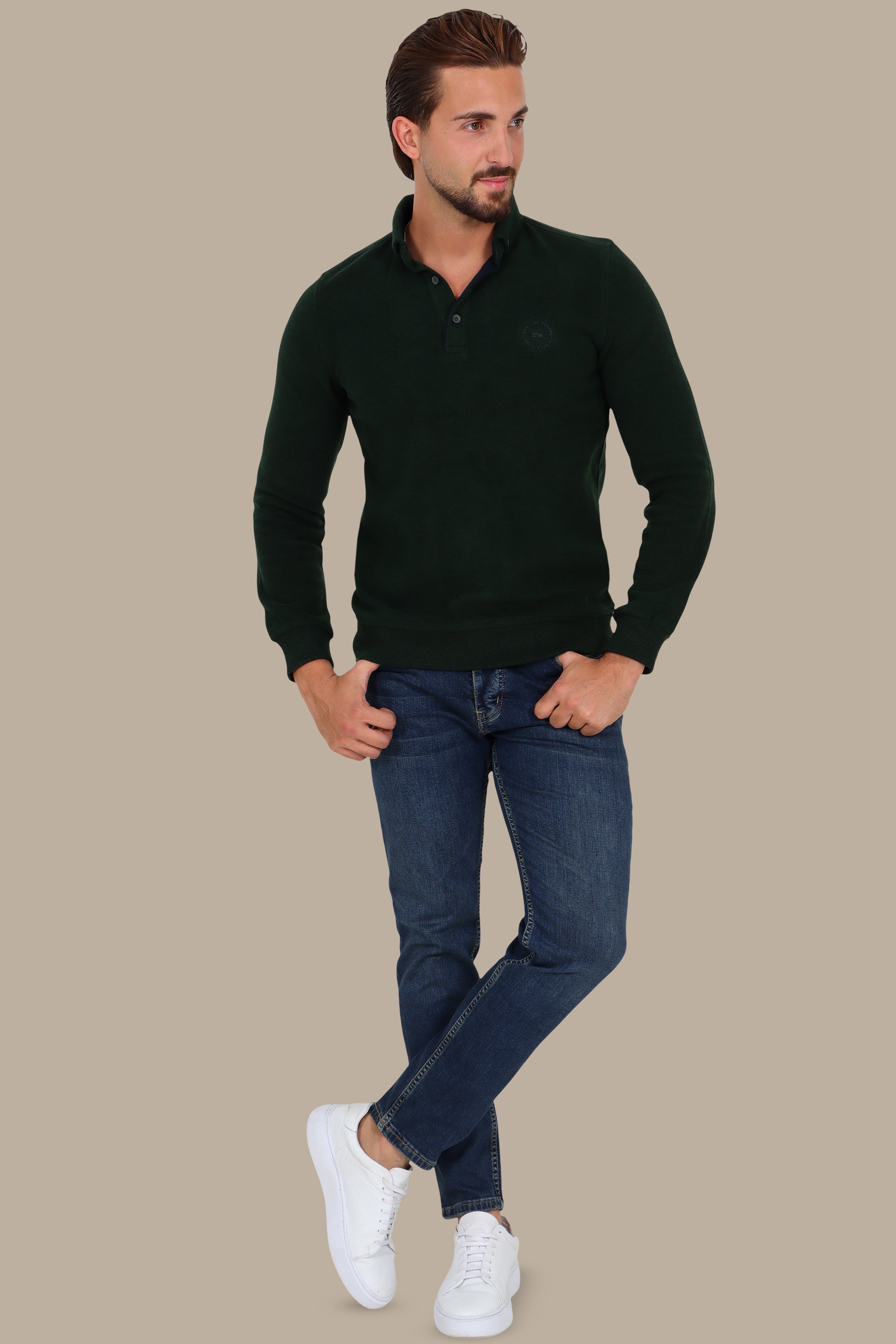 Sleek Elegance: Green Velvet Polo