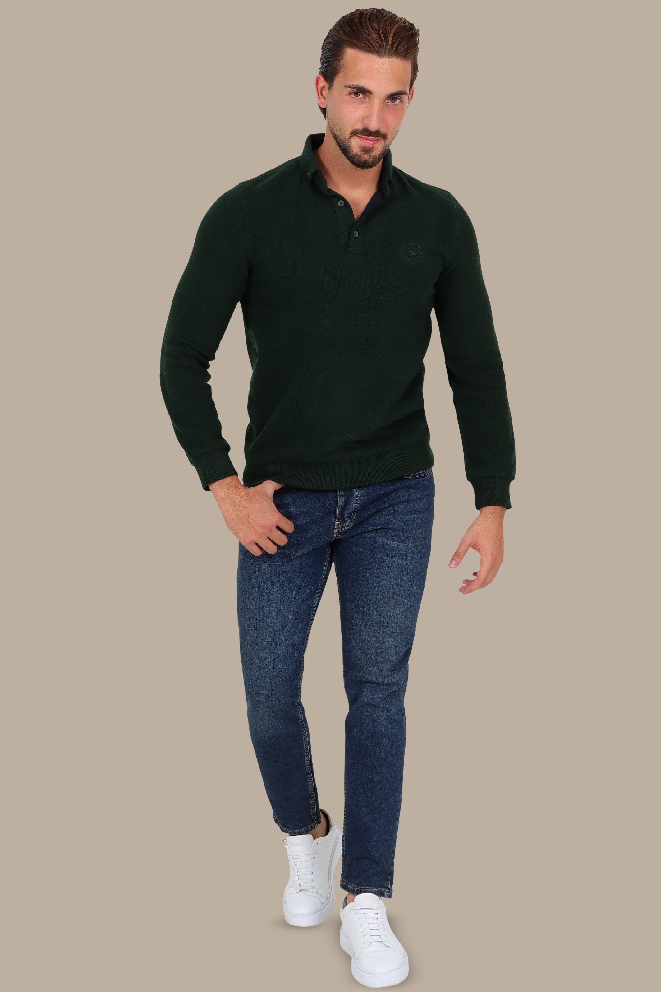 Sleek Elegance: Green Velvet Polo