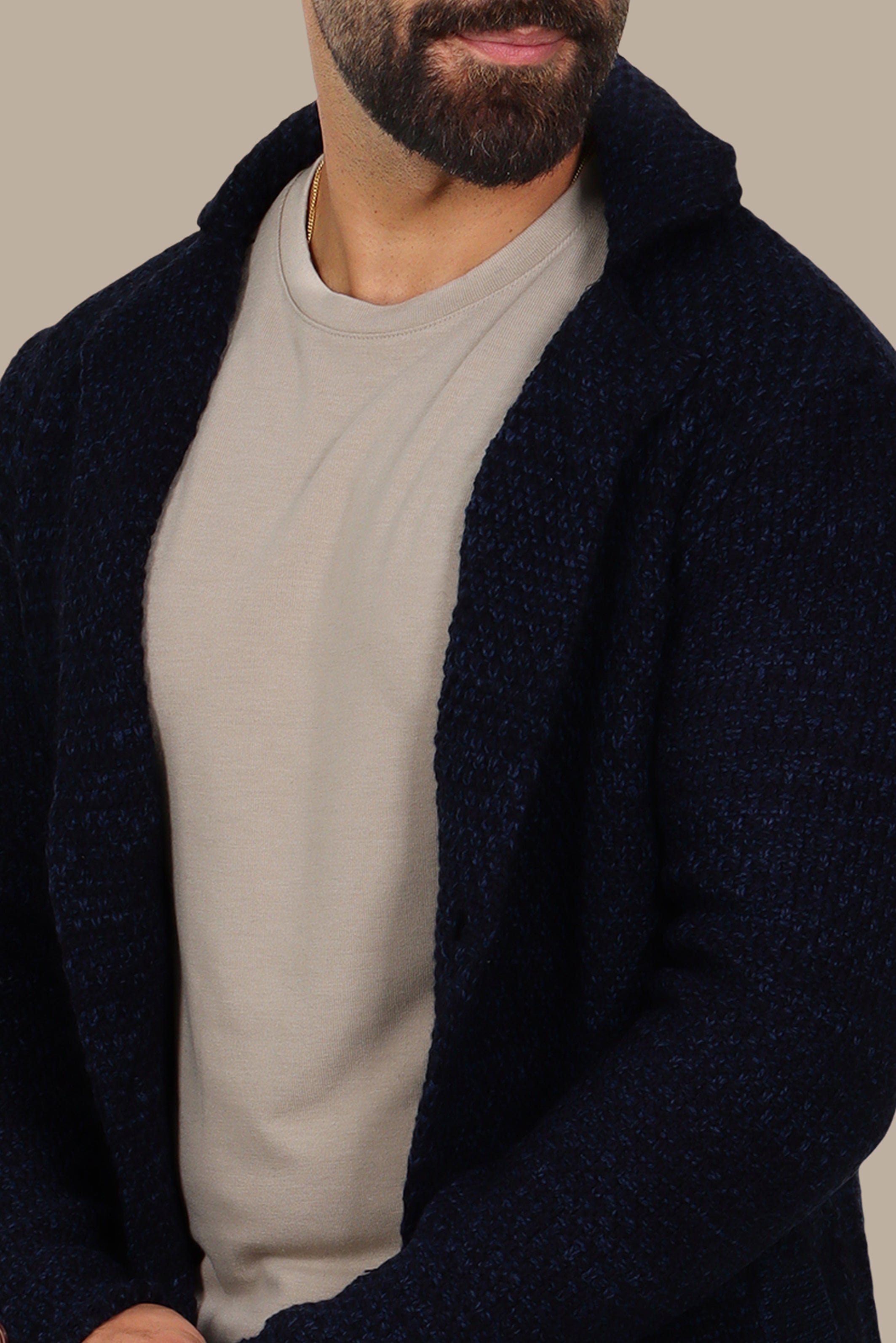 Navy Mercerized Mons Long Cardigan