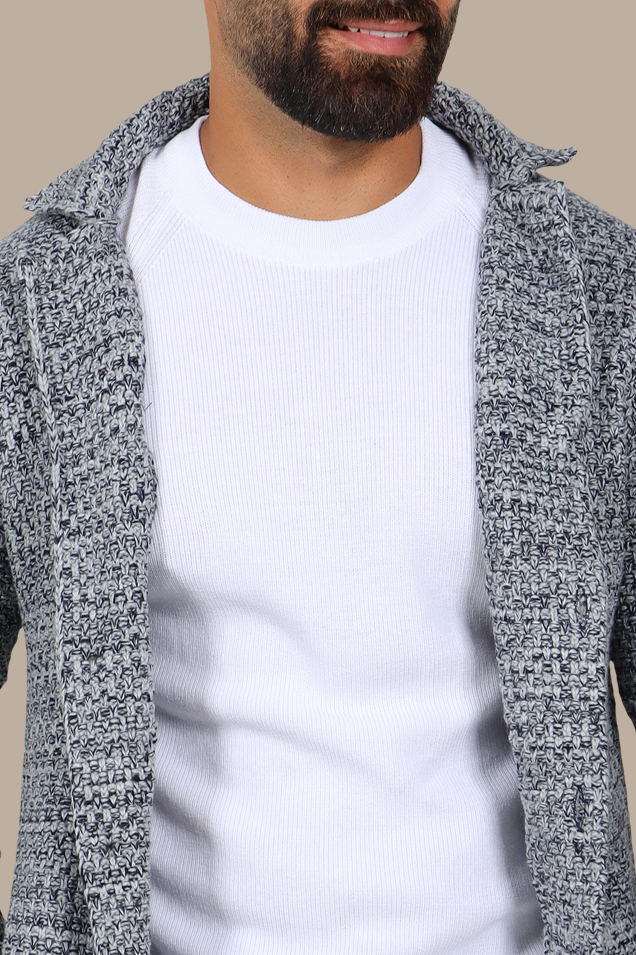 Light Grey Mercerized Mon Long Cardigan