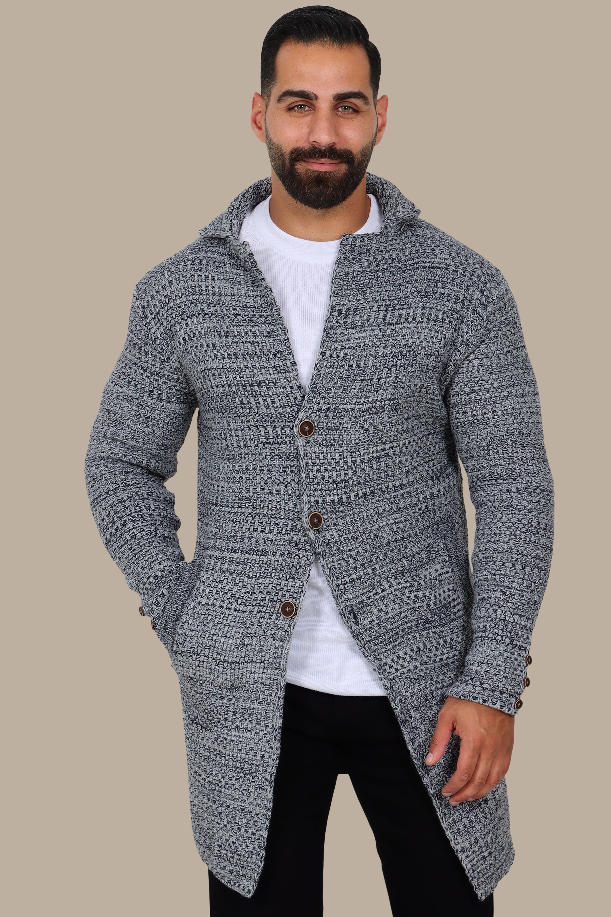 Light Grey Mercerized Mon Long Cardigan