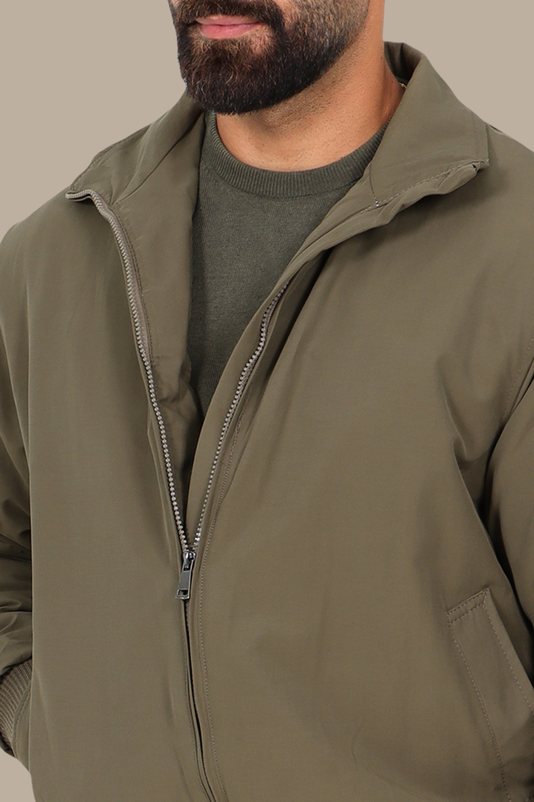 Khaki Oversized Short-Cut Jacket