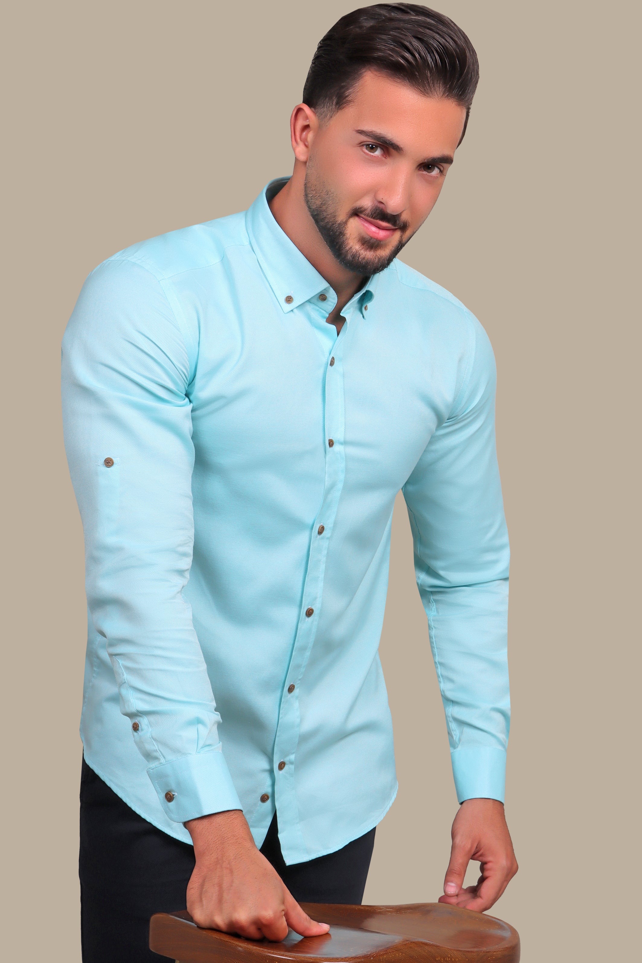 Aqua Oxford Casual Shirt