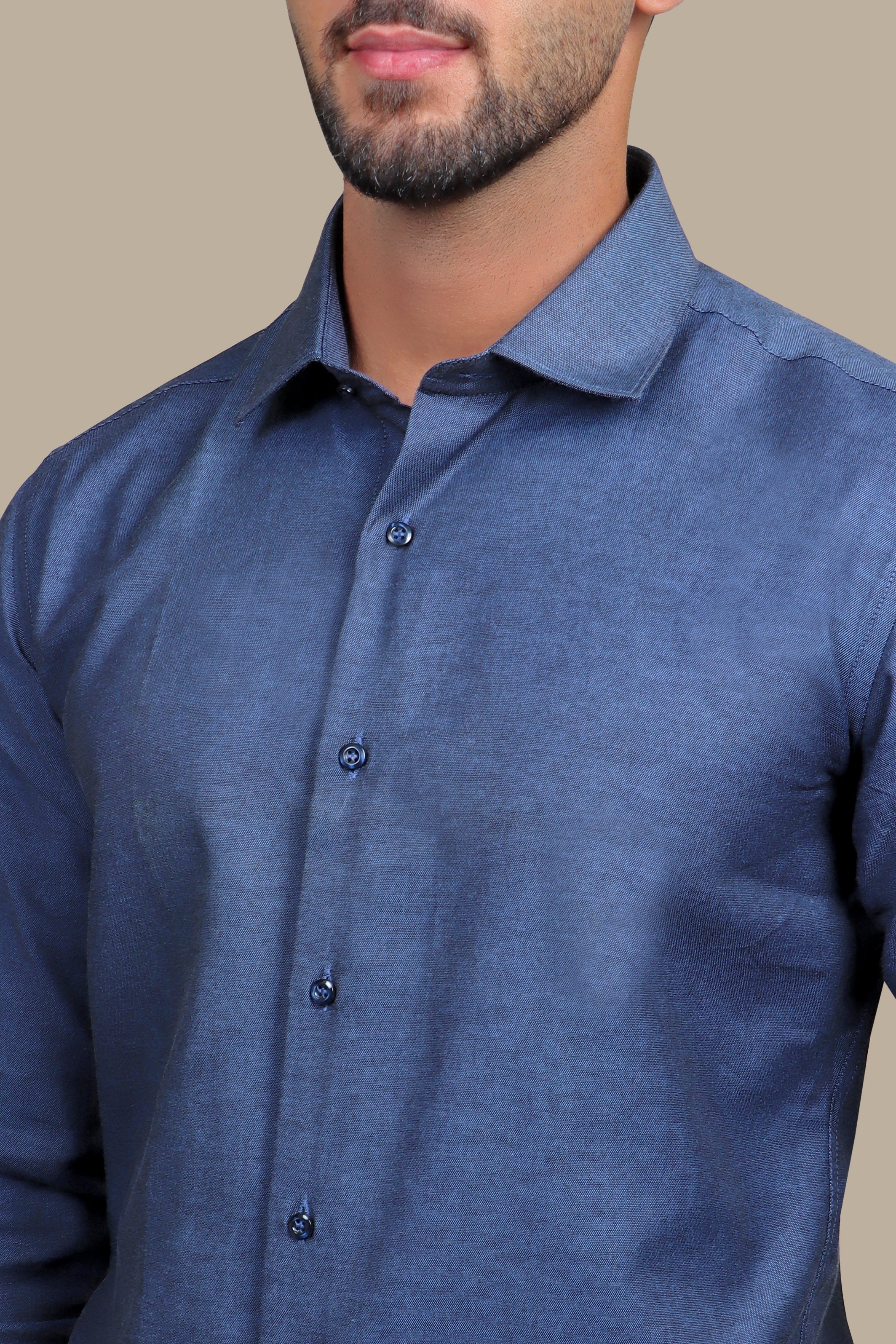 Modern Sophistication: Petrol Slim Fit Chambray Shirt