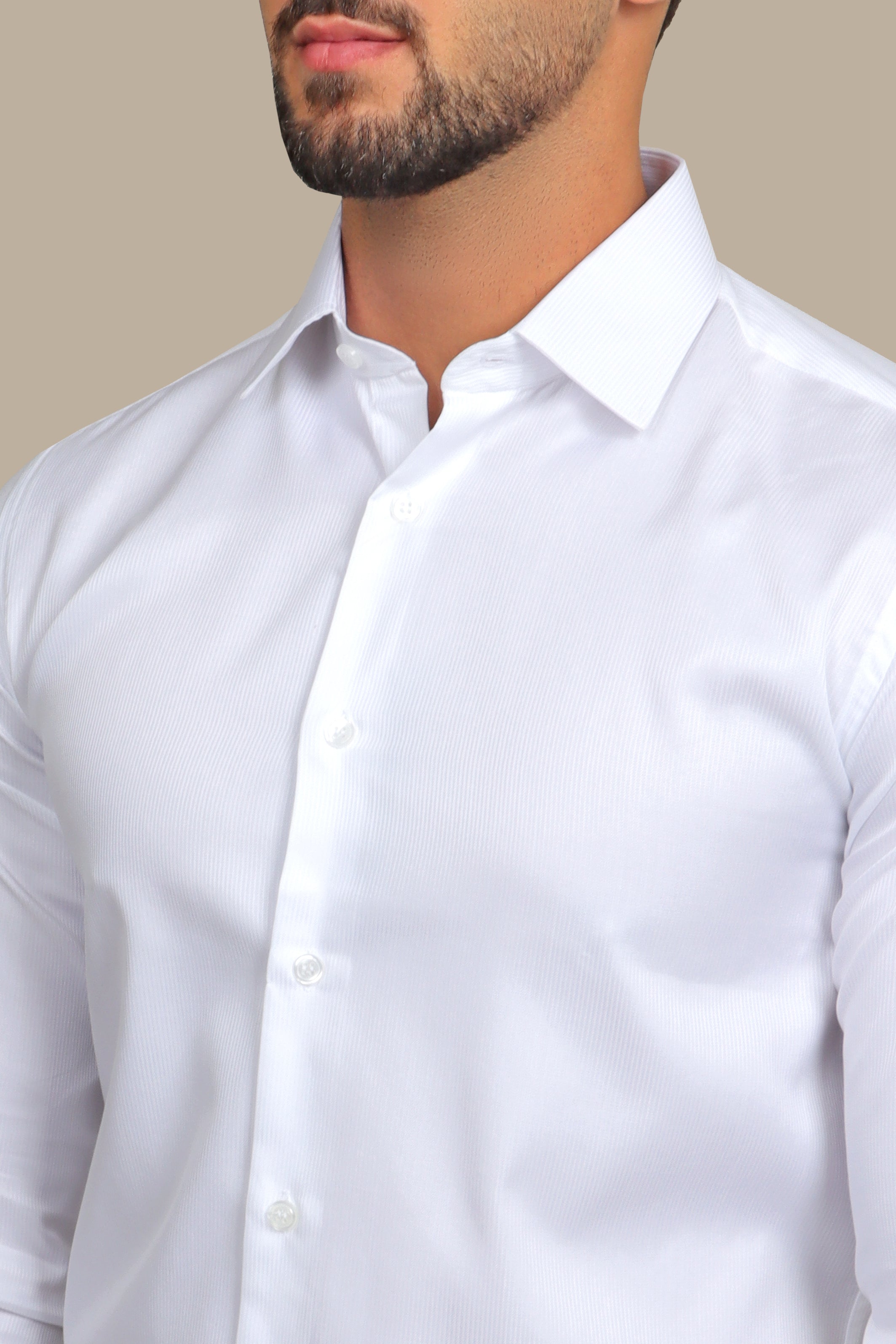 Shirt Classic Regular Striped Structured | White