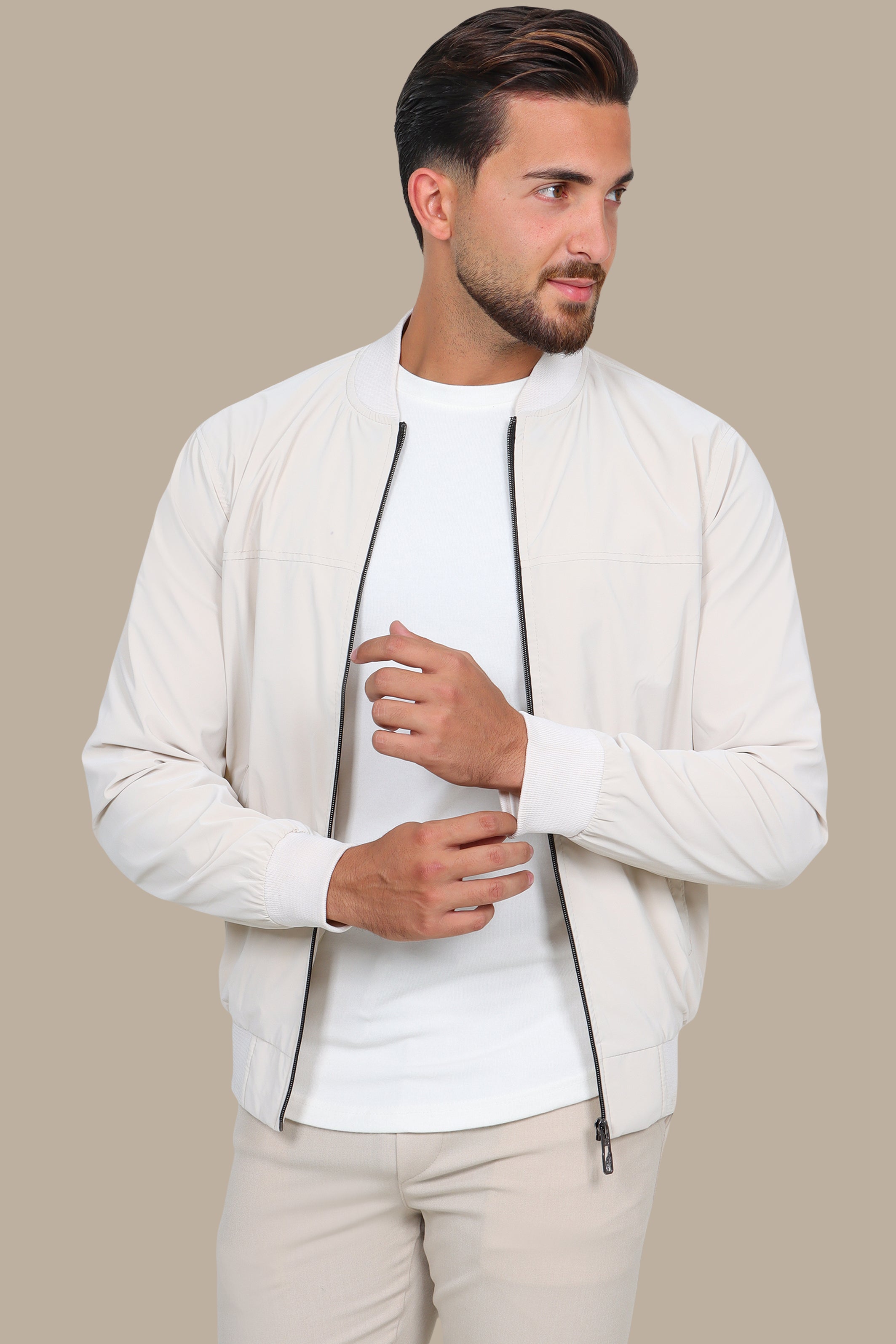 Beige Waterproof Blouson – Sleek & Functional