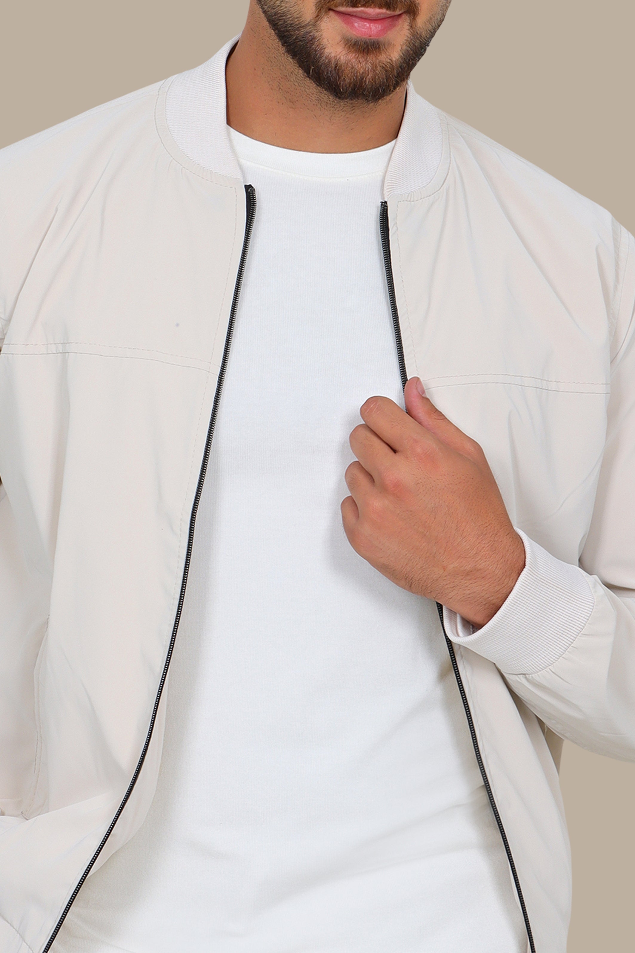 Beige Waterproof Blouson – Sleek & Functional