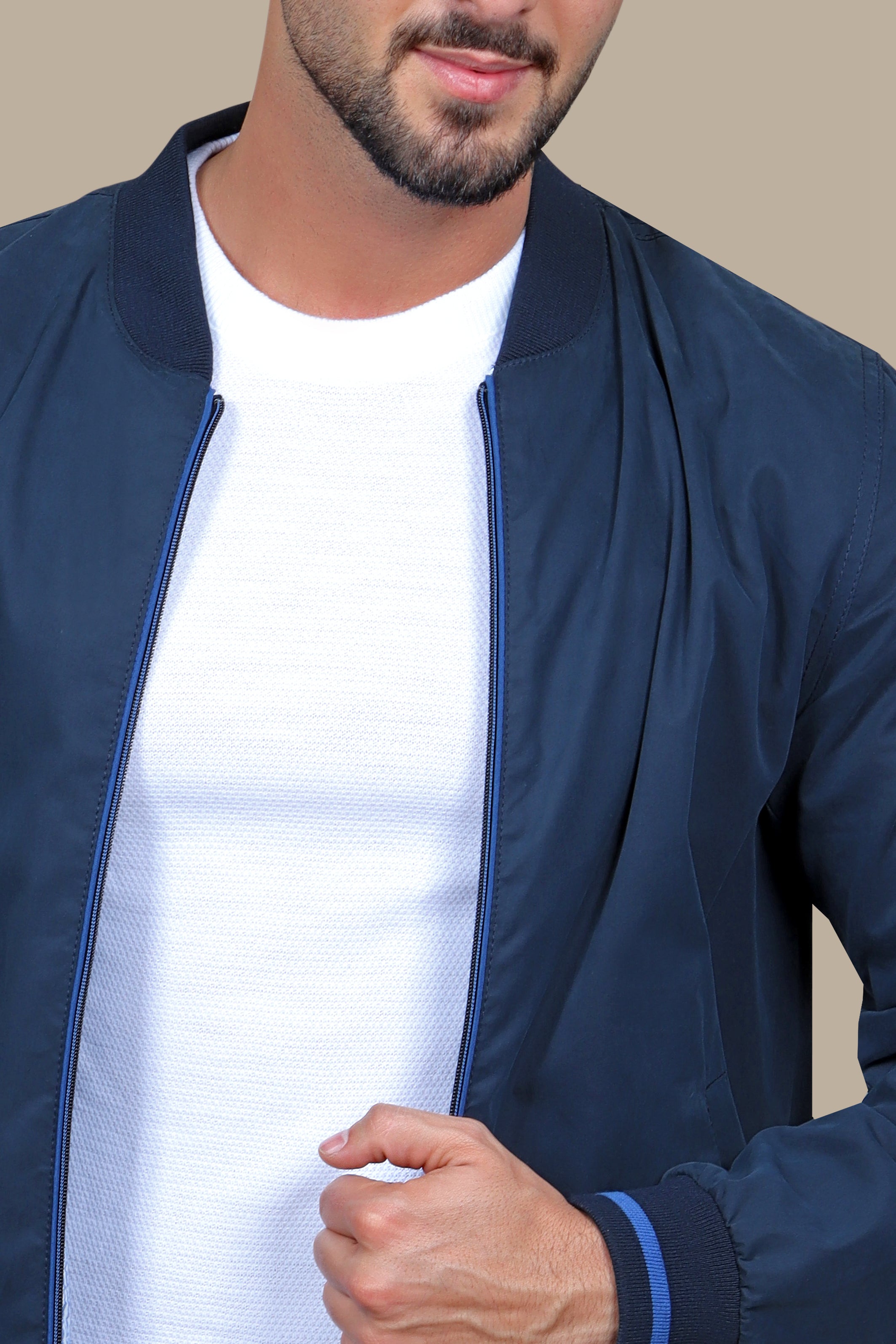 Nautical Elegance: Navy Double-Face Jacket Blouson for Timeless Style