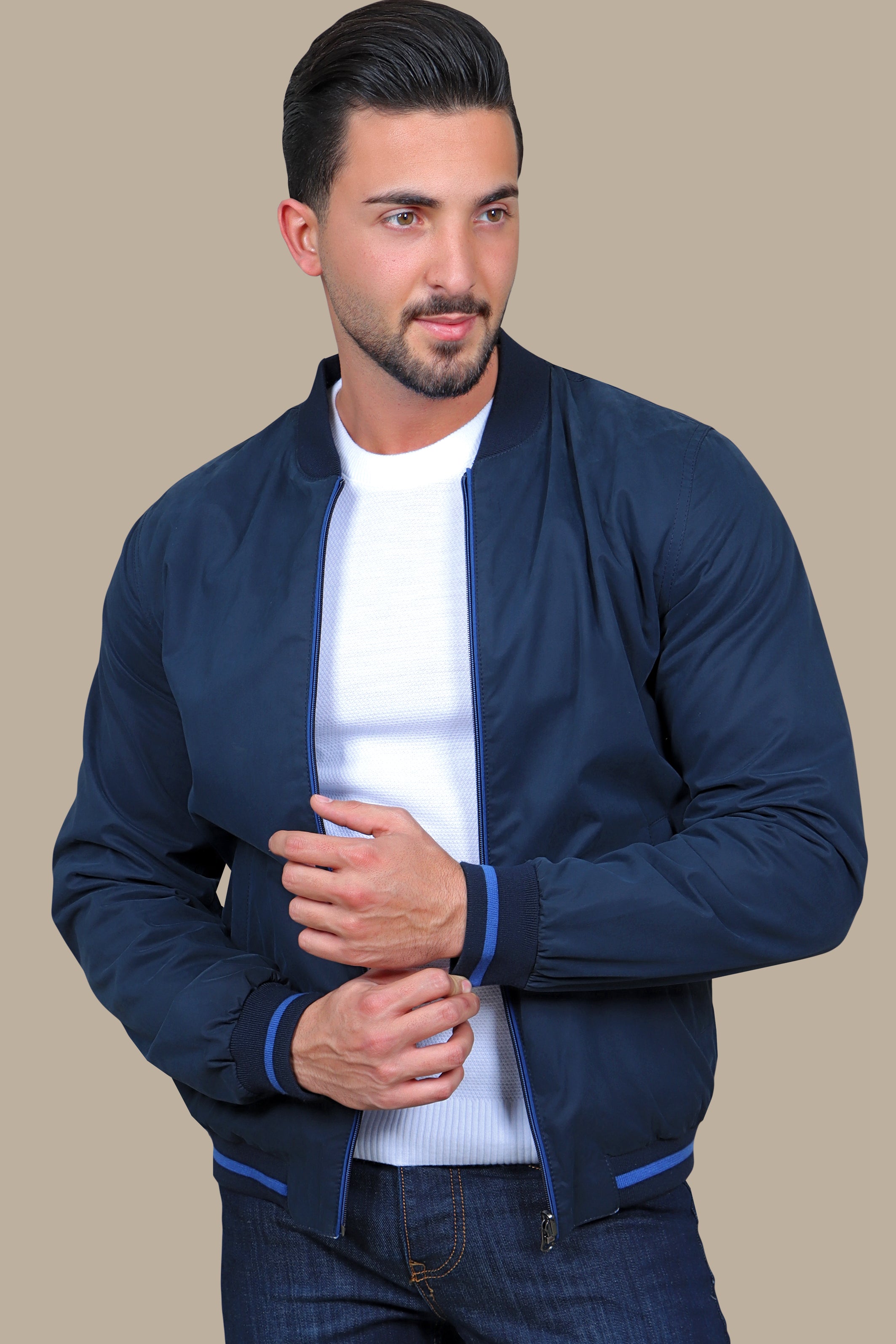 Nautical Elegance: Navy Double-Face Jacket Blouson for Timeless Style