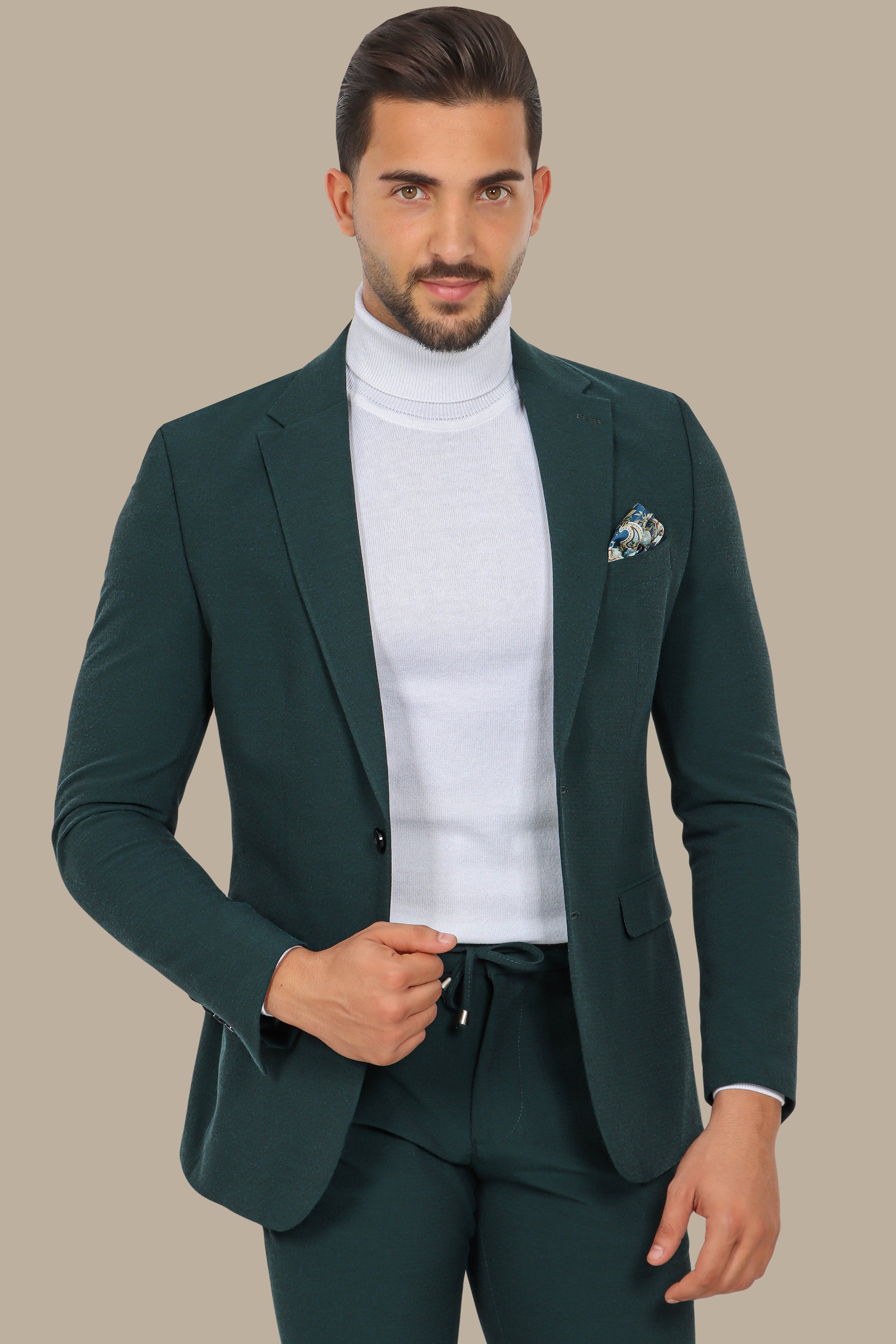 Green Travel Suit: 2-Piece with Notch Lapel