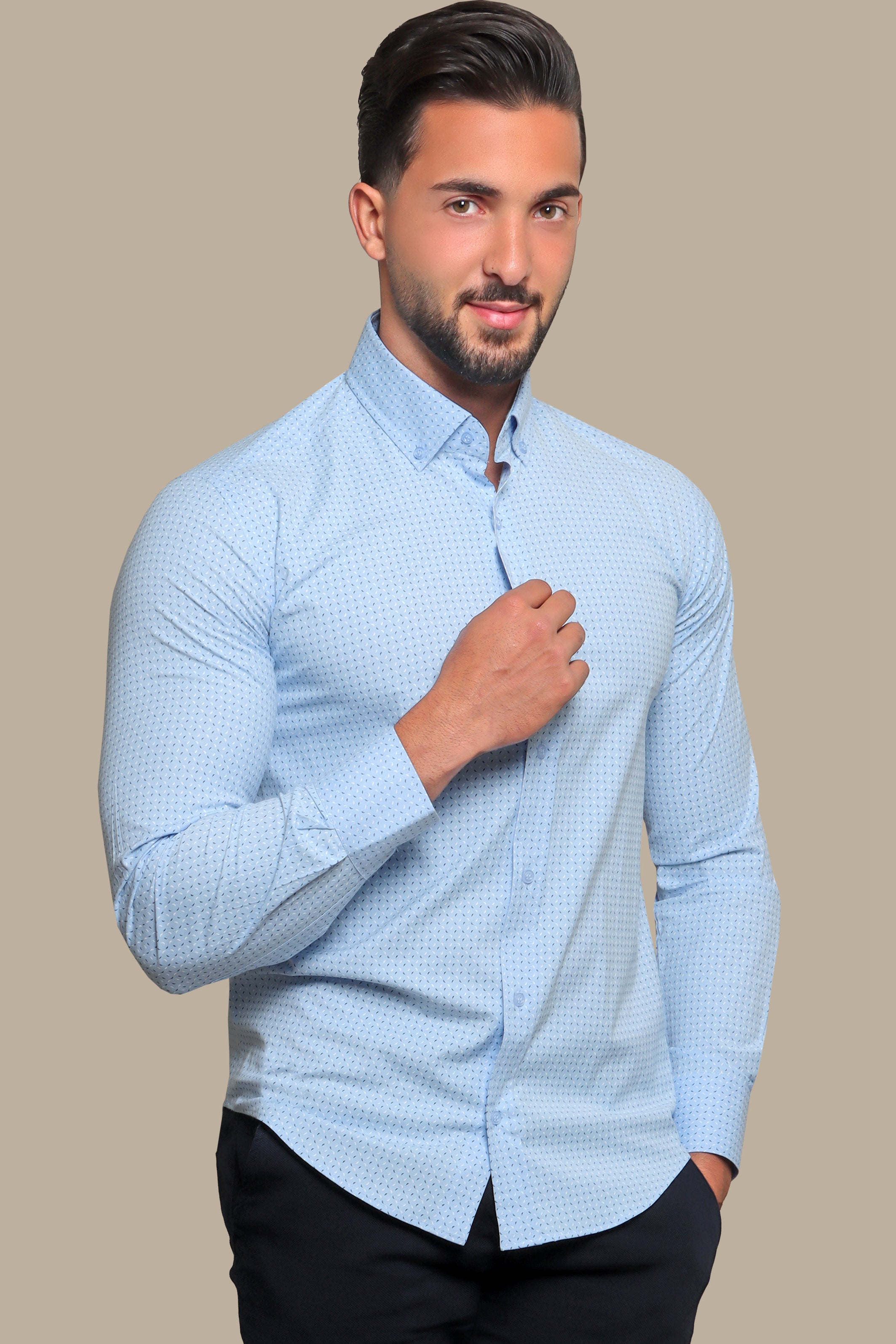 Shirt Patterned Lycra | Light Blue