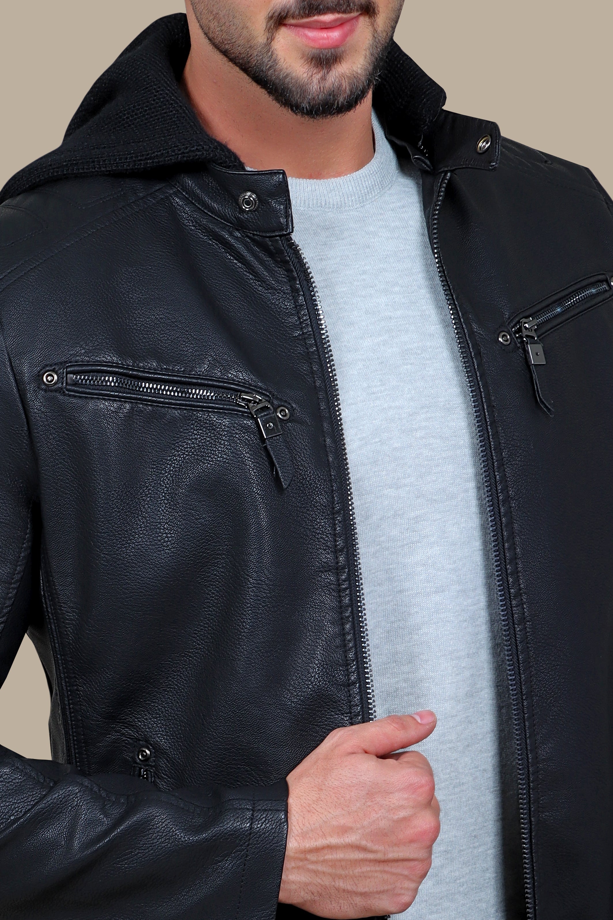 Jacket Faux Leather Classic Long | Black