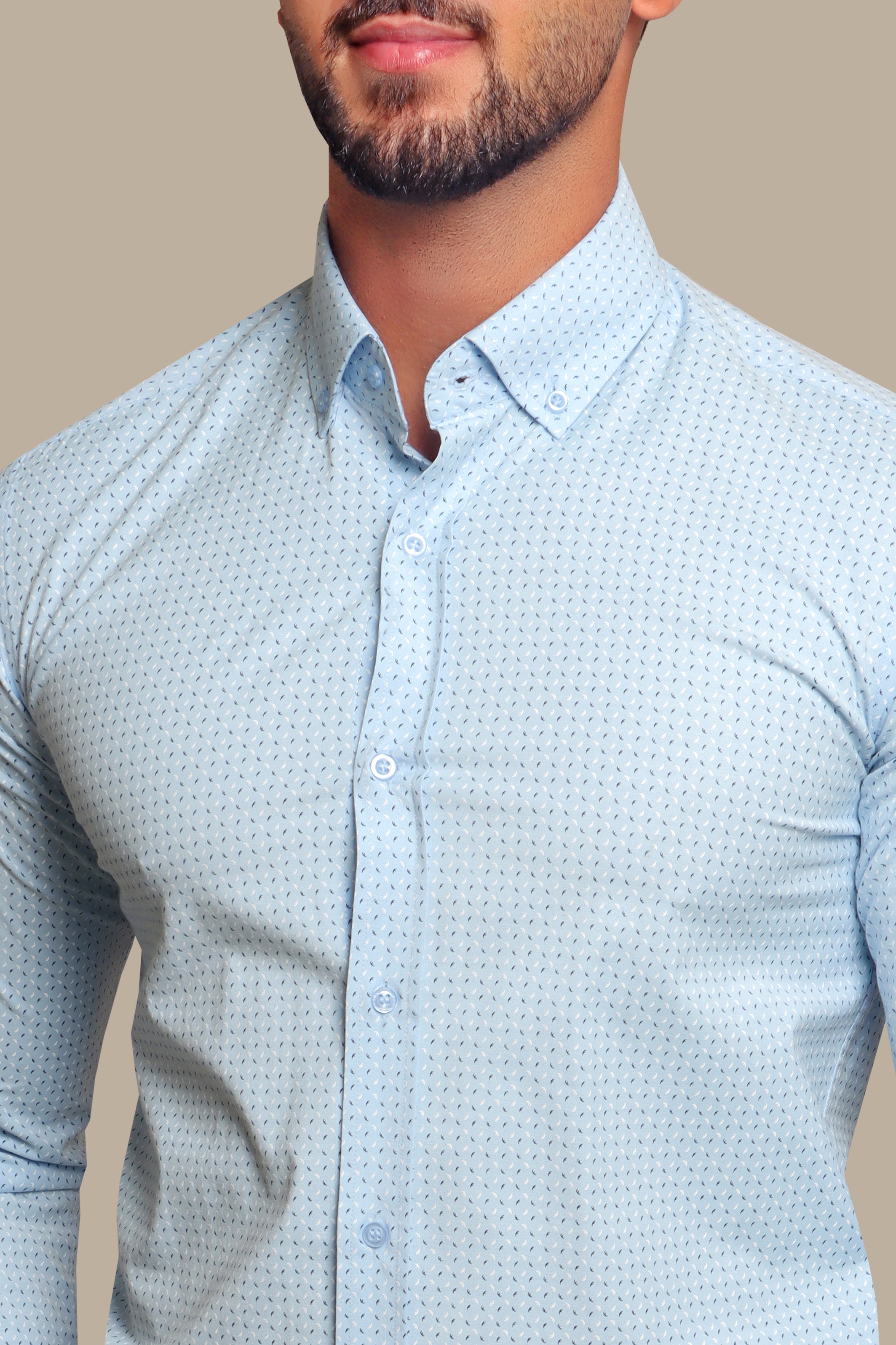 Shirt Patterned Lycra | Light Blue