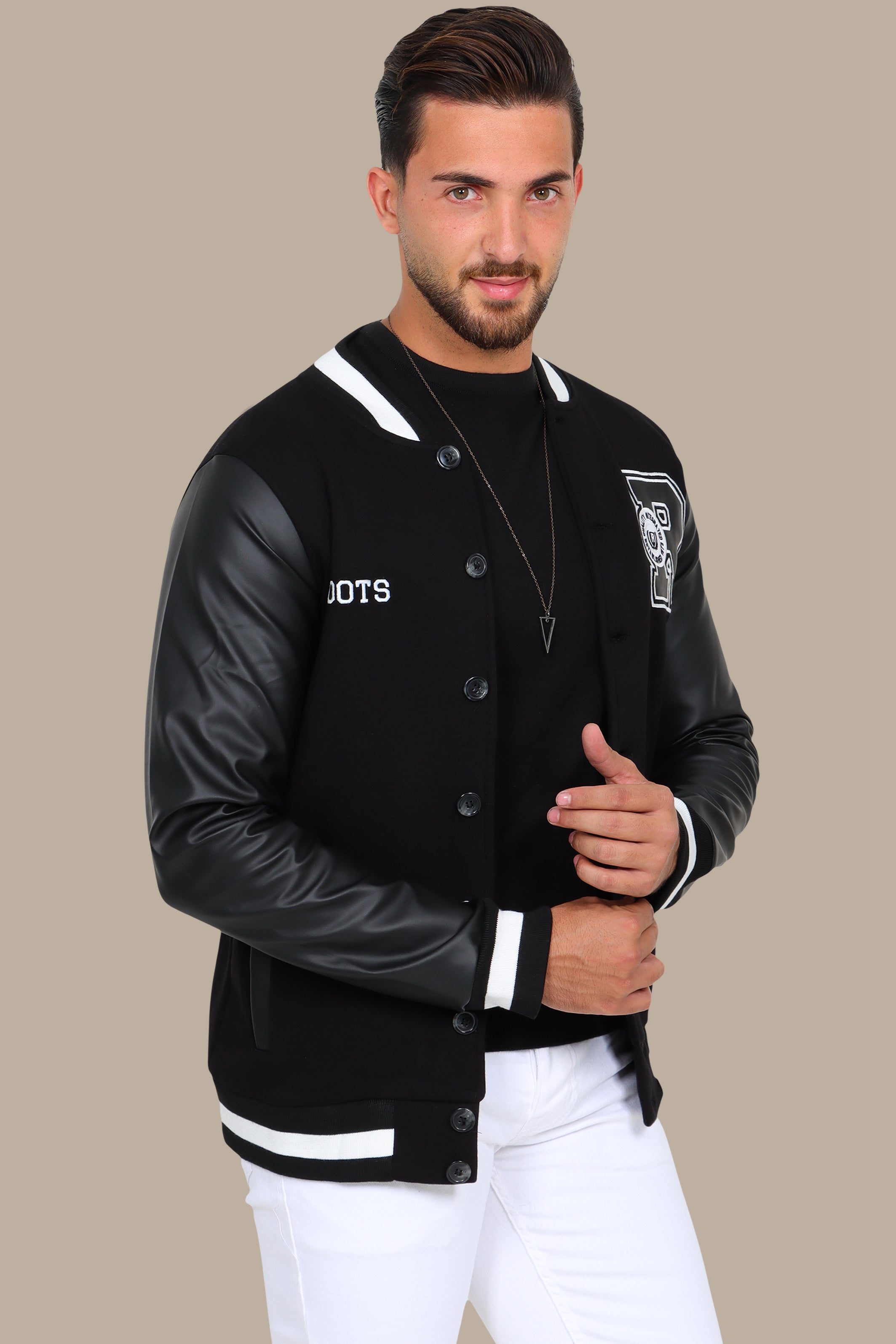Black Patched Bomber Jacket: Classic Cool with a Stylish Edge